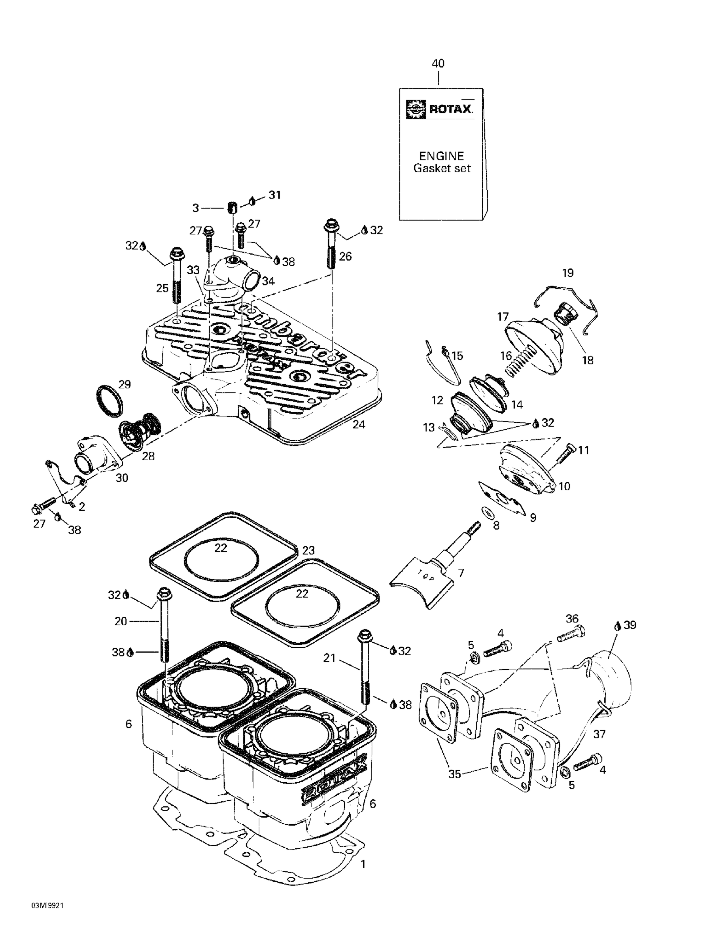 Схема узла: Cylinder, Exhaust Manifold