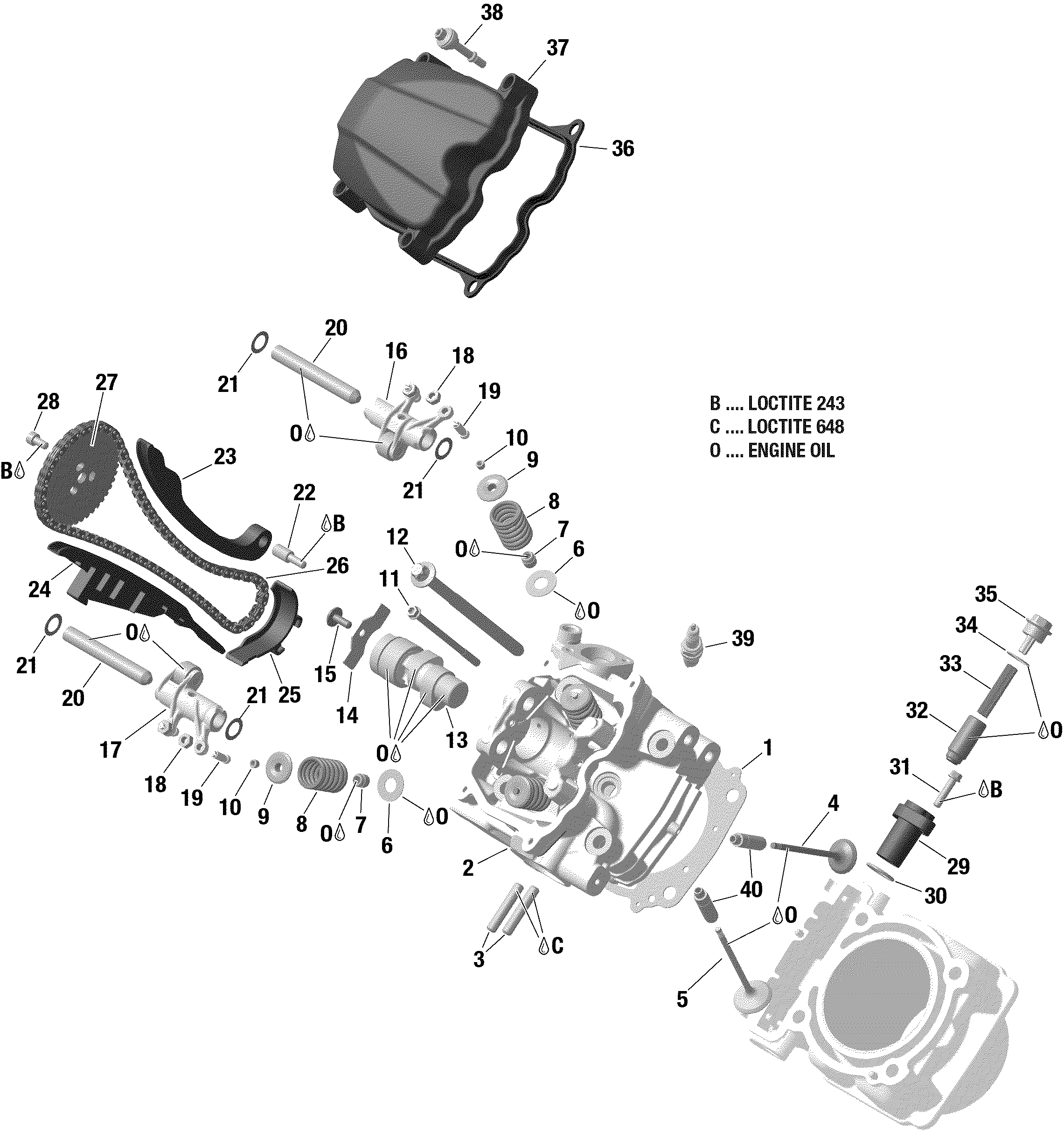 Схема узла: ROTAX - Cylinder Head, Front