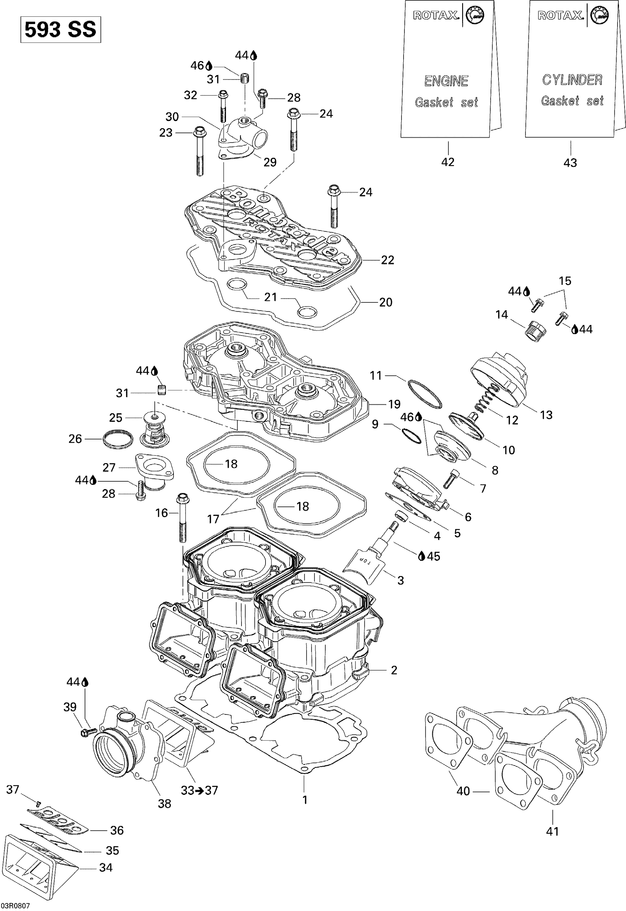 Cylinder, Exhaust Manifold And Reed Valve