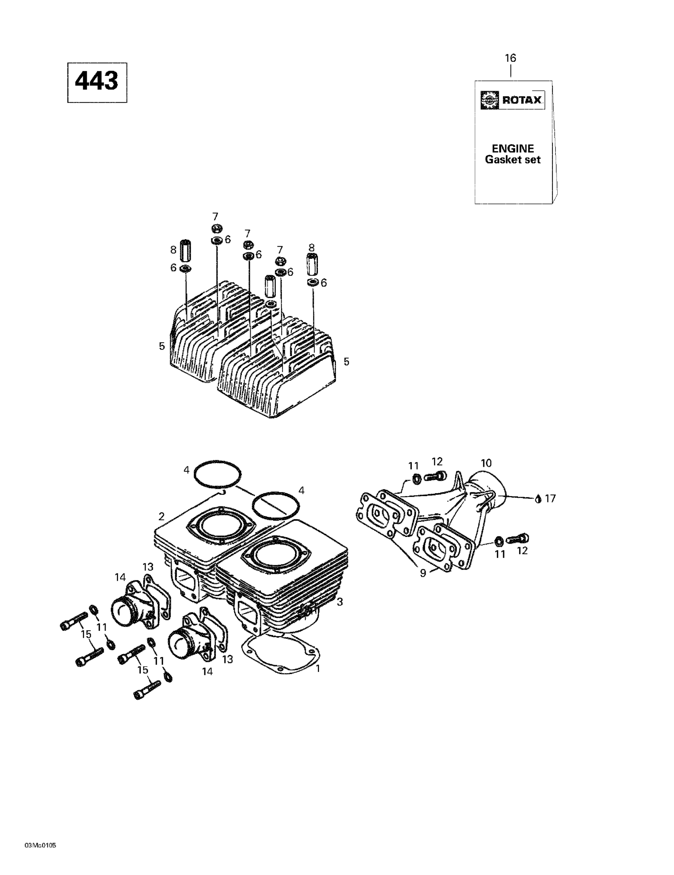 Cylinder, Intake Exhaust Manifold (443)