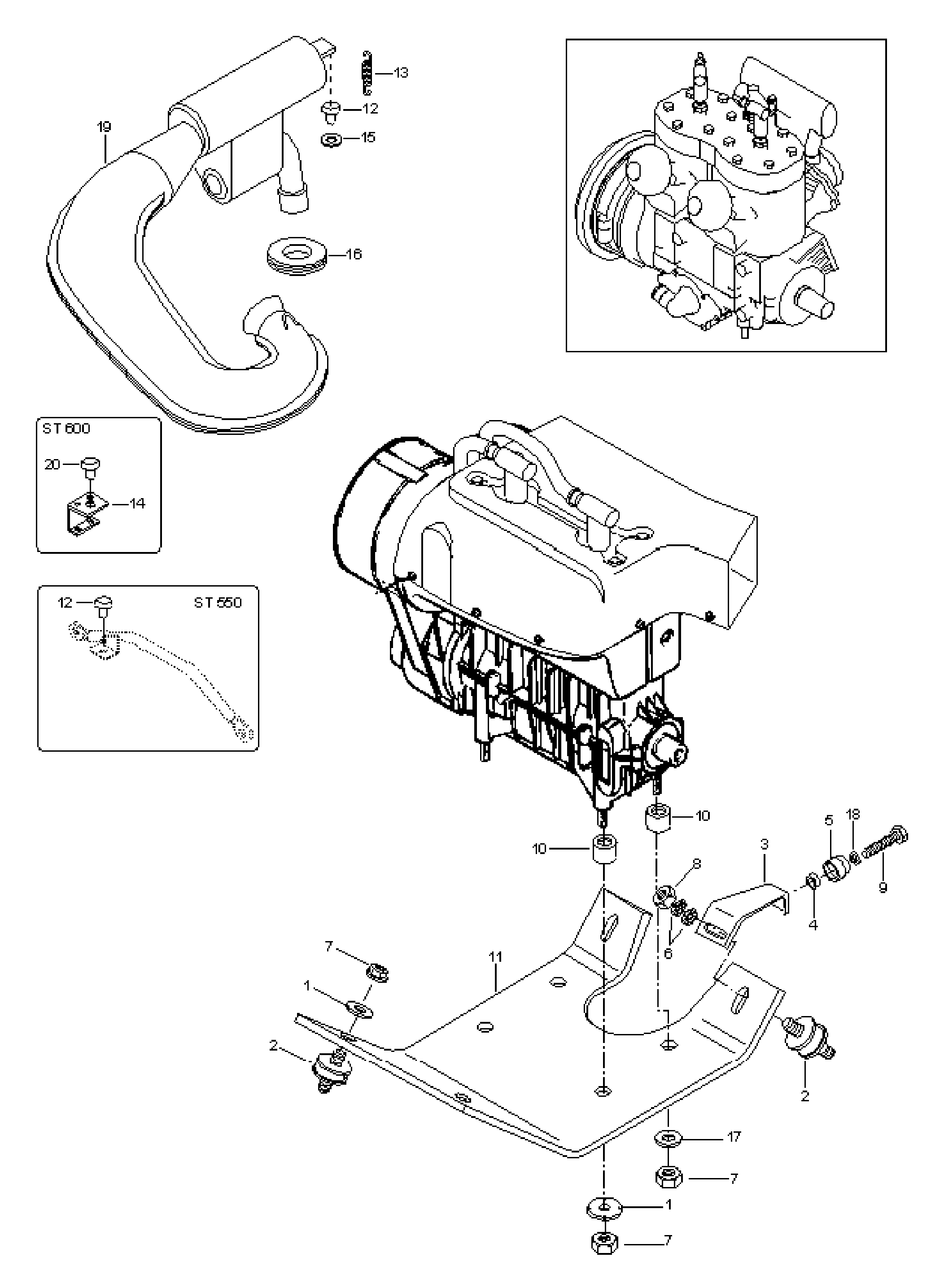 Схема узла: Engine Mount Plate/Muffler