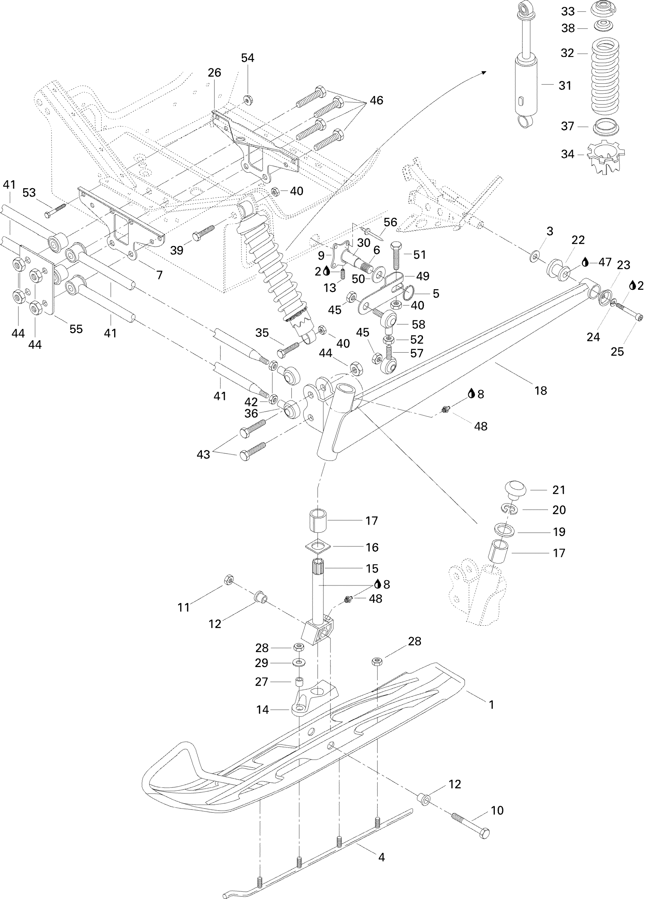 Схема узла: Front Suspension And Ski
