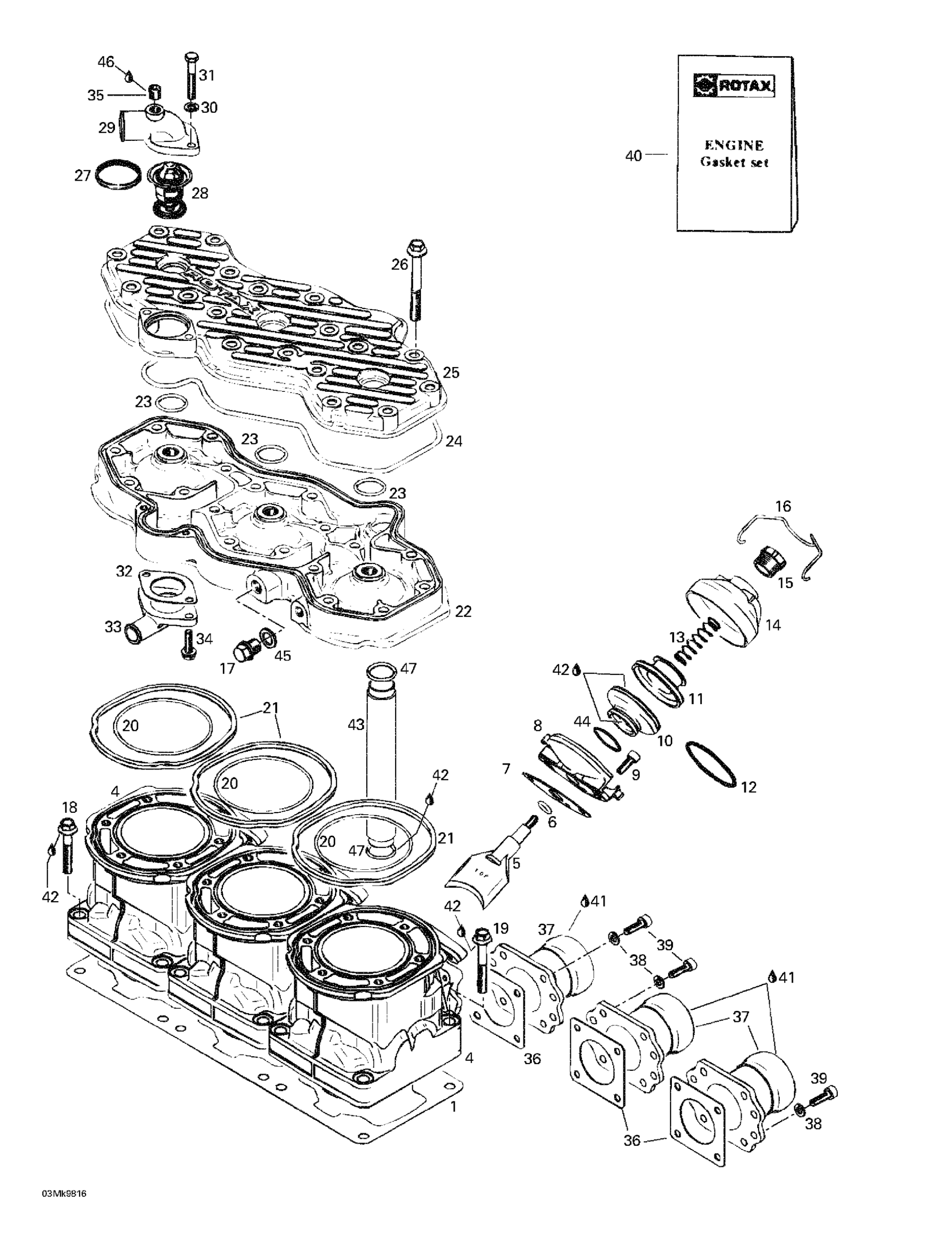 Схема узла: Cylinder, Exhaust Manifold