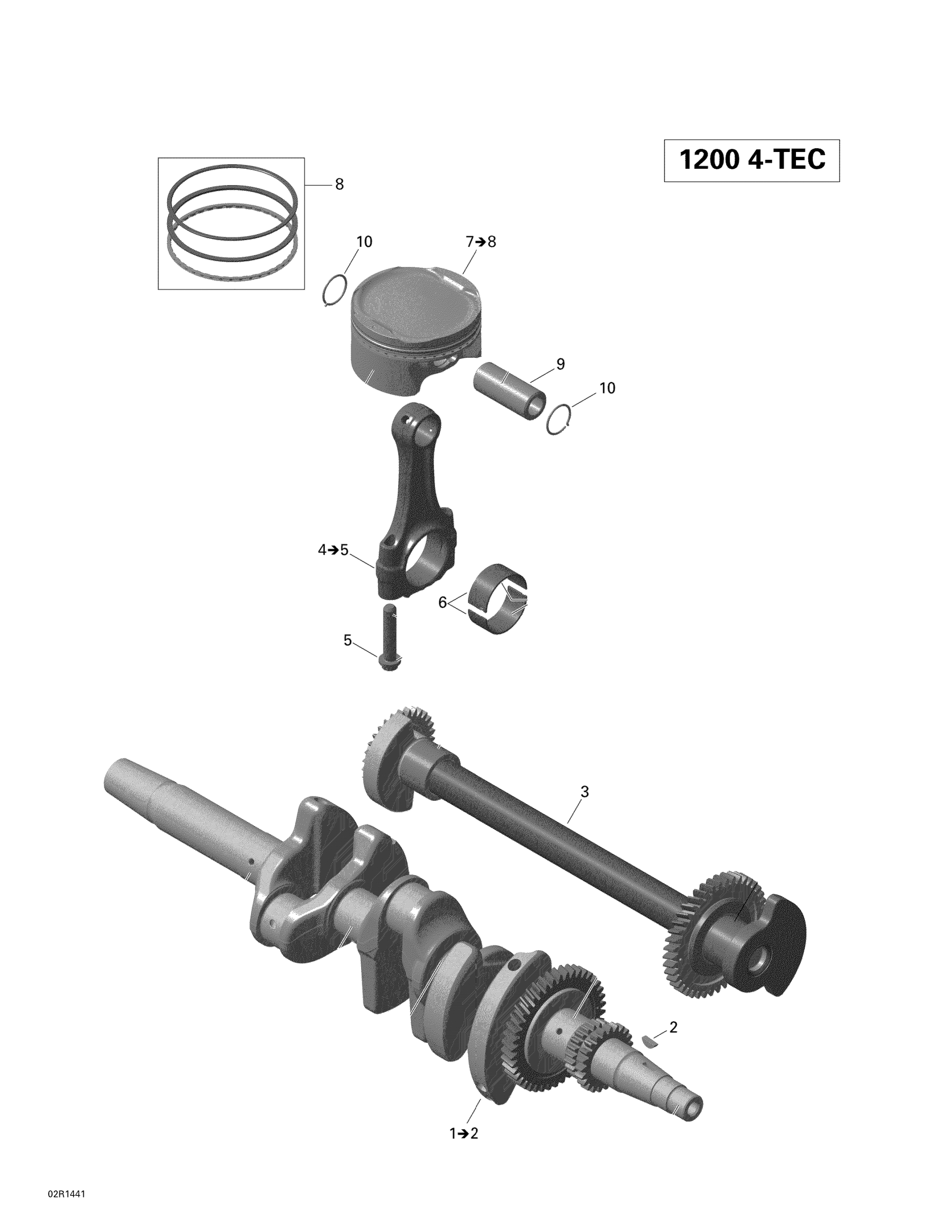 Схема узла: Crankshaft, Pistons And Balance Shaft