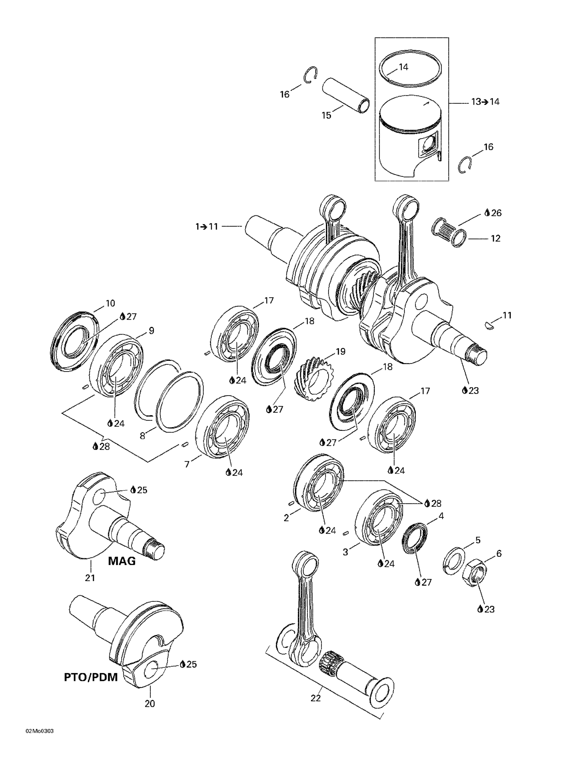 Схема узла: Crankshaft And Pistons