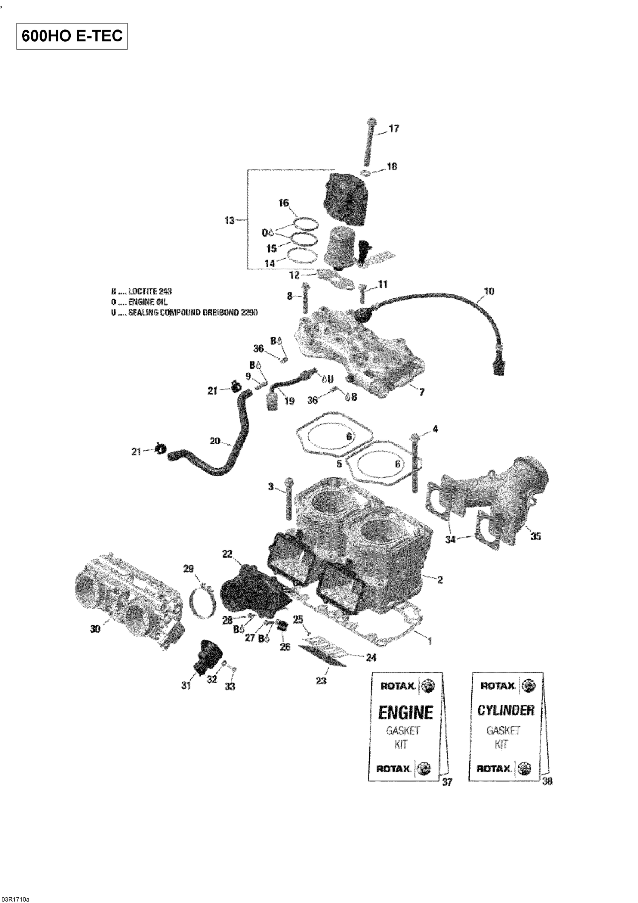 Схема узла: Cylinder And Cylinder Head - 600HO E-TEC