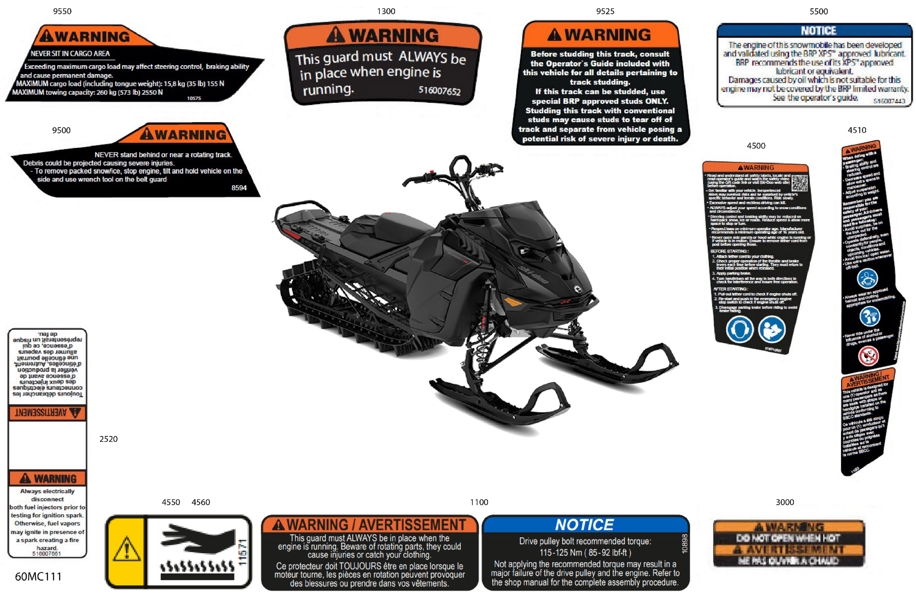 Body - Warning Decals - Model With Electric Start