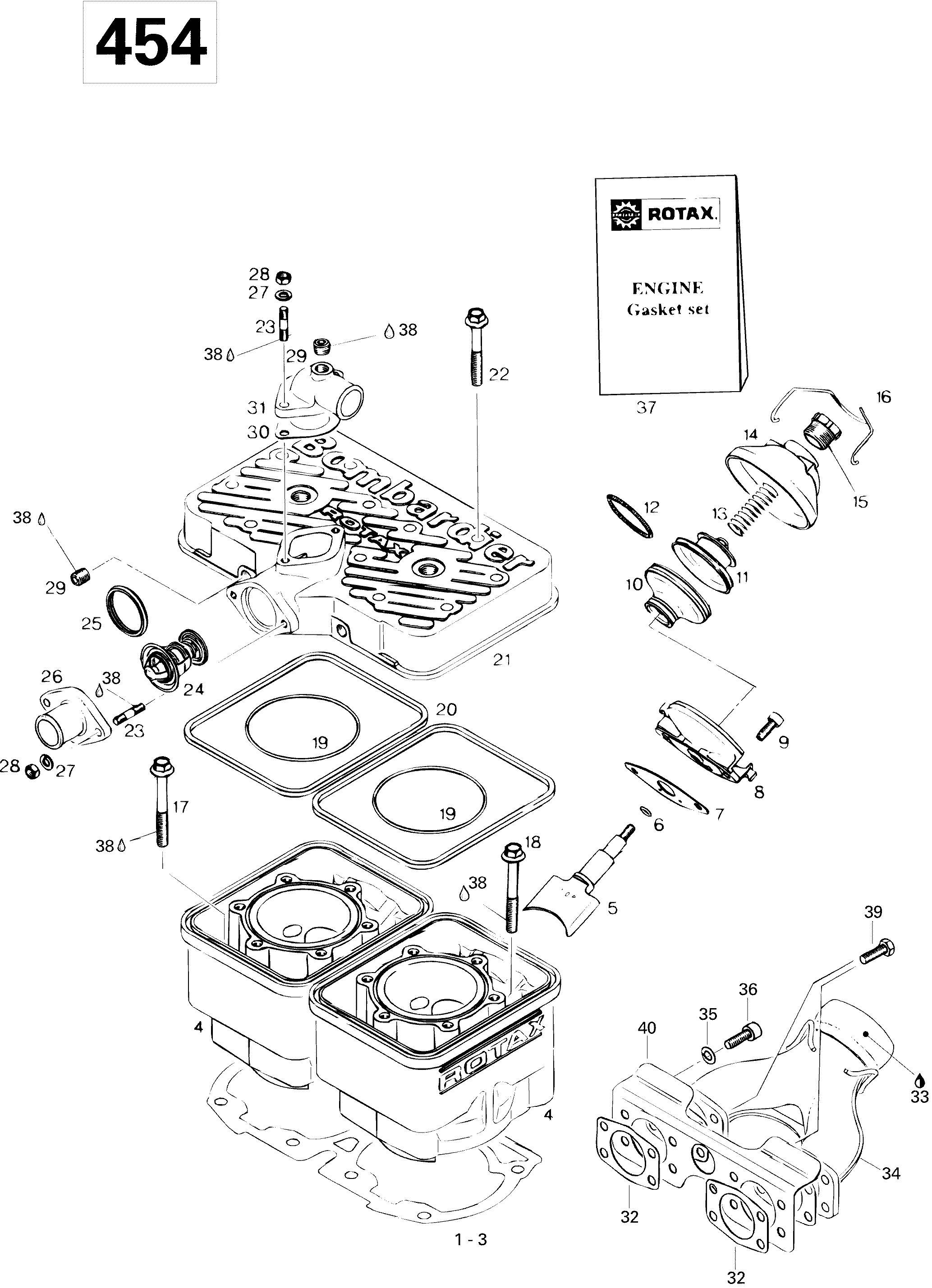 Схема узла: Cylinder And Exhaust Manifold 440
