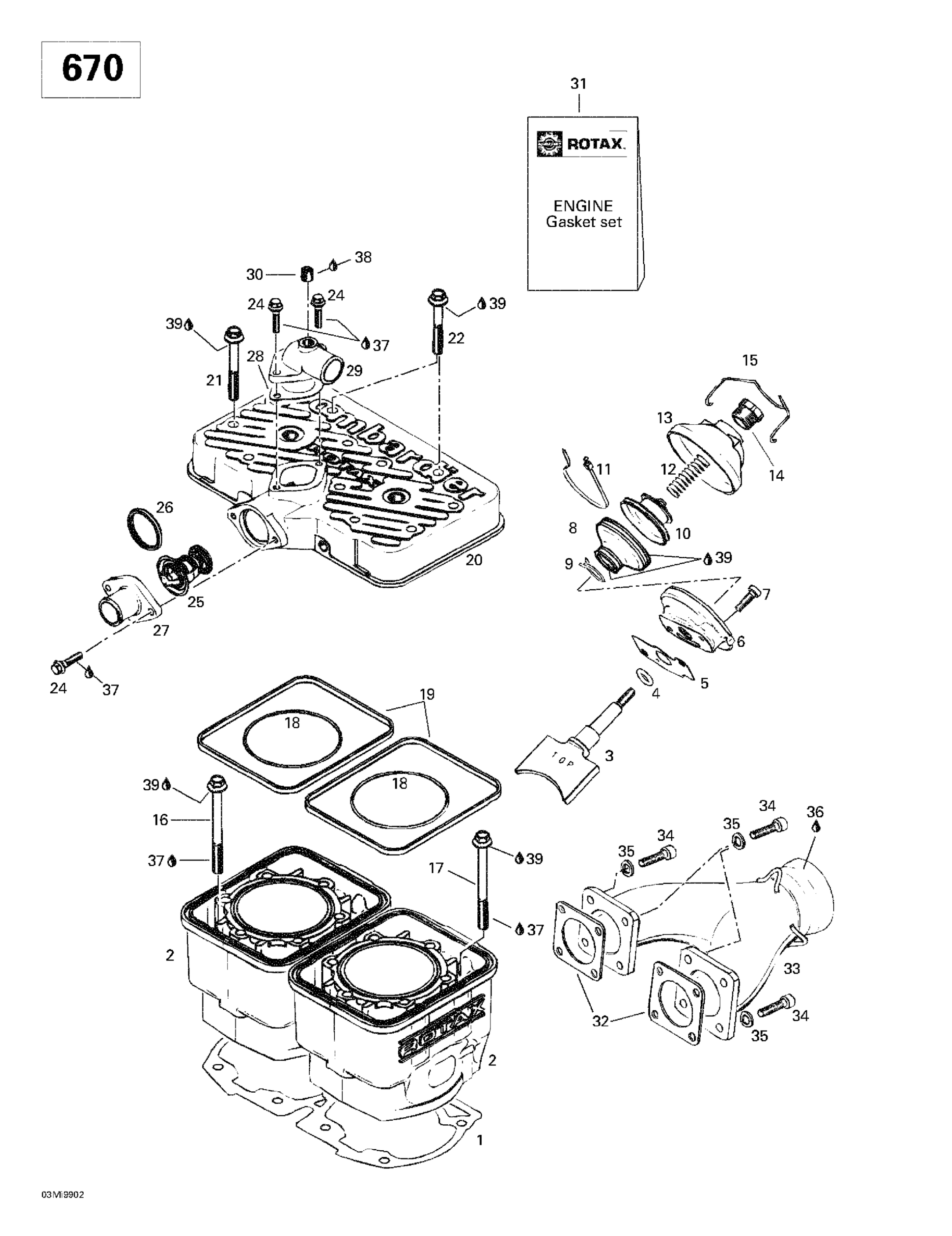 Cylinder, Exhaust Manifold (670)