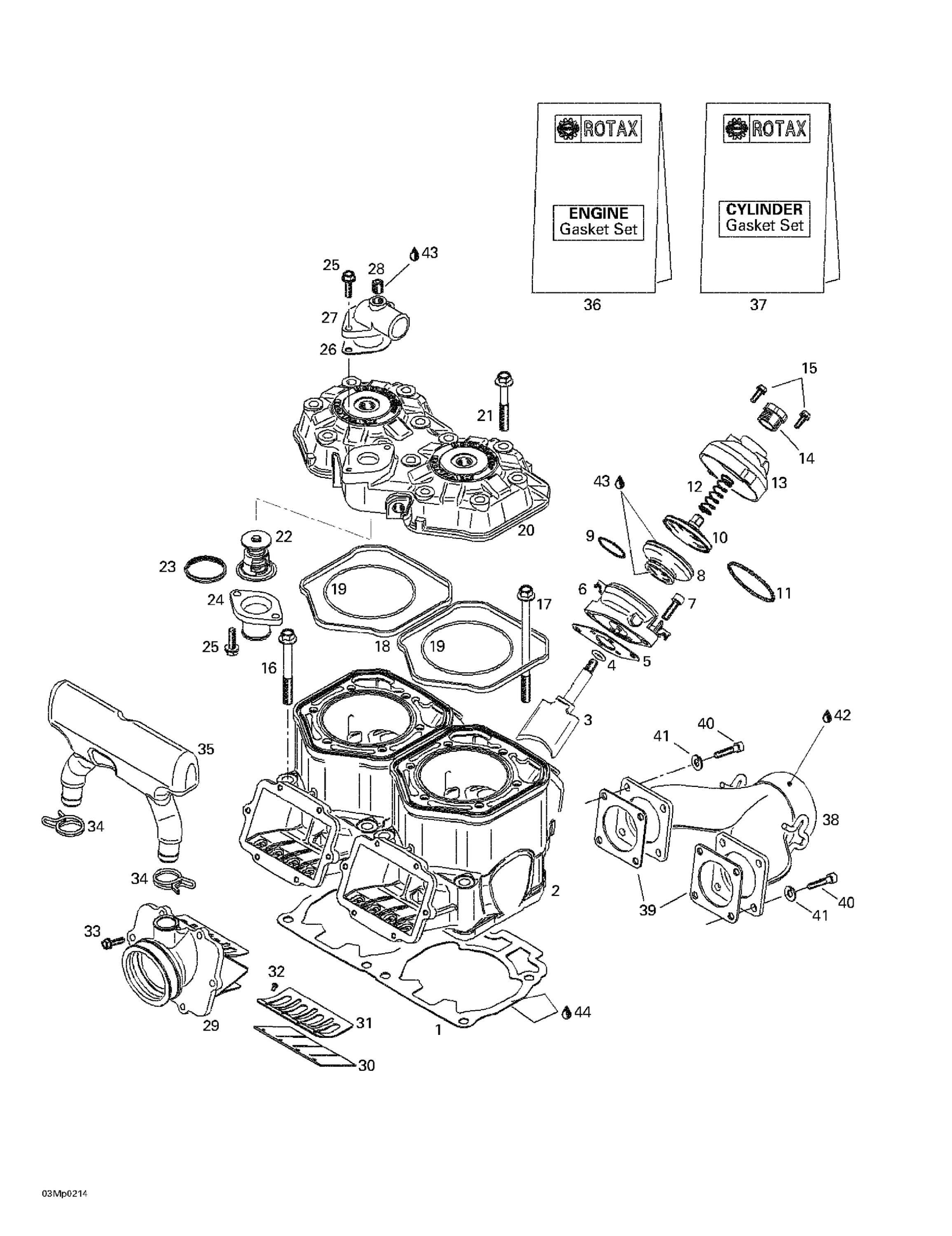 Cylinder, Exhaust Manifold, Reed Valve