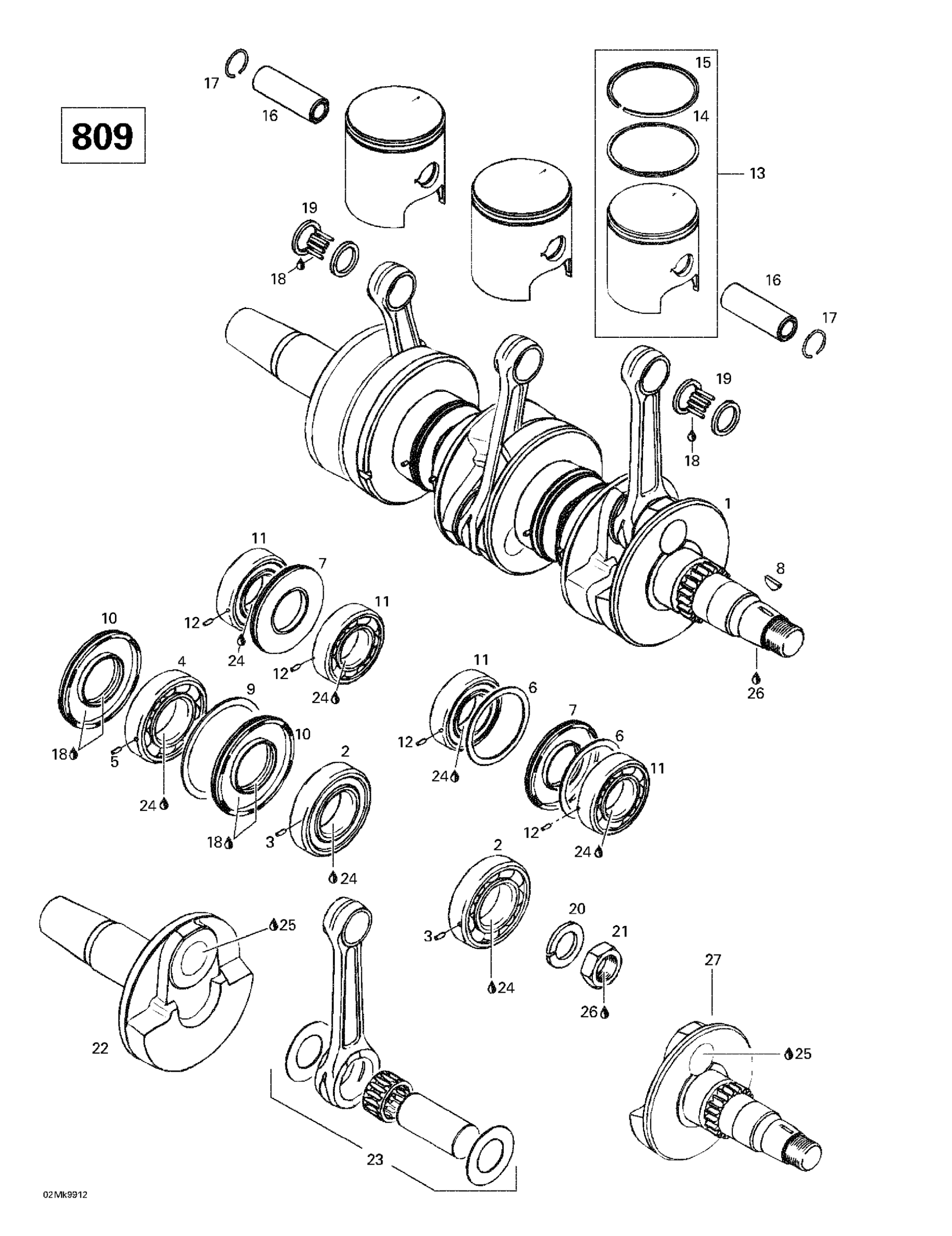 Crankshaft And Pistons (809)