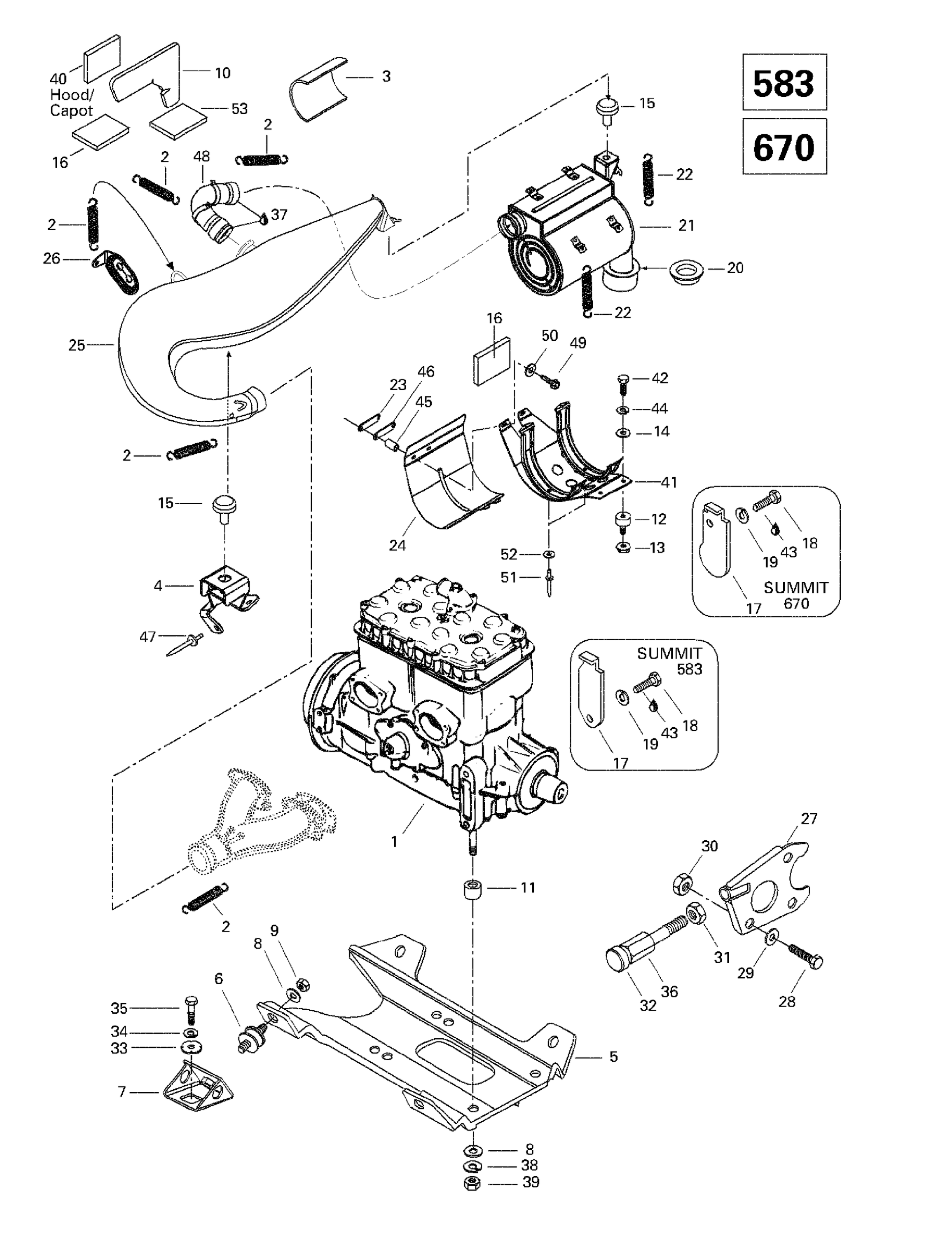 Engine Support And Muffler (583, 670)