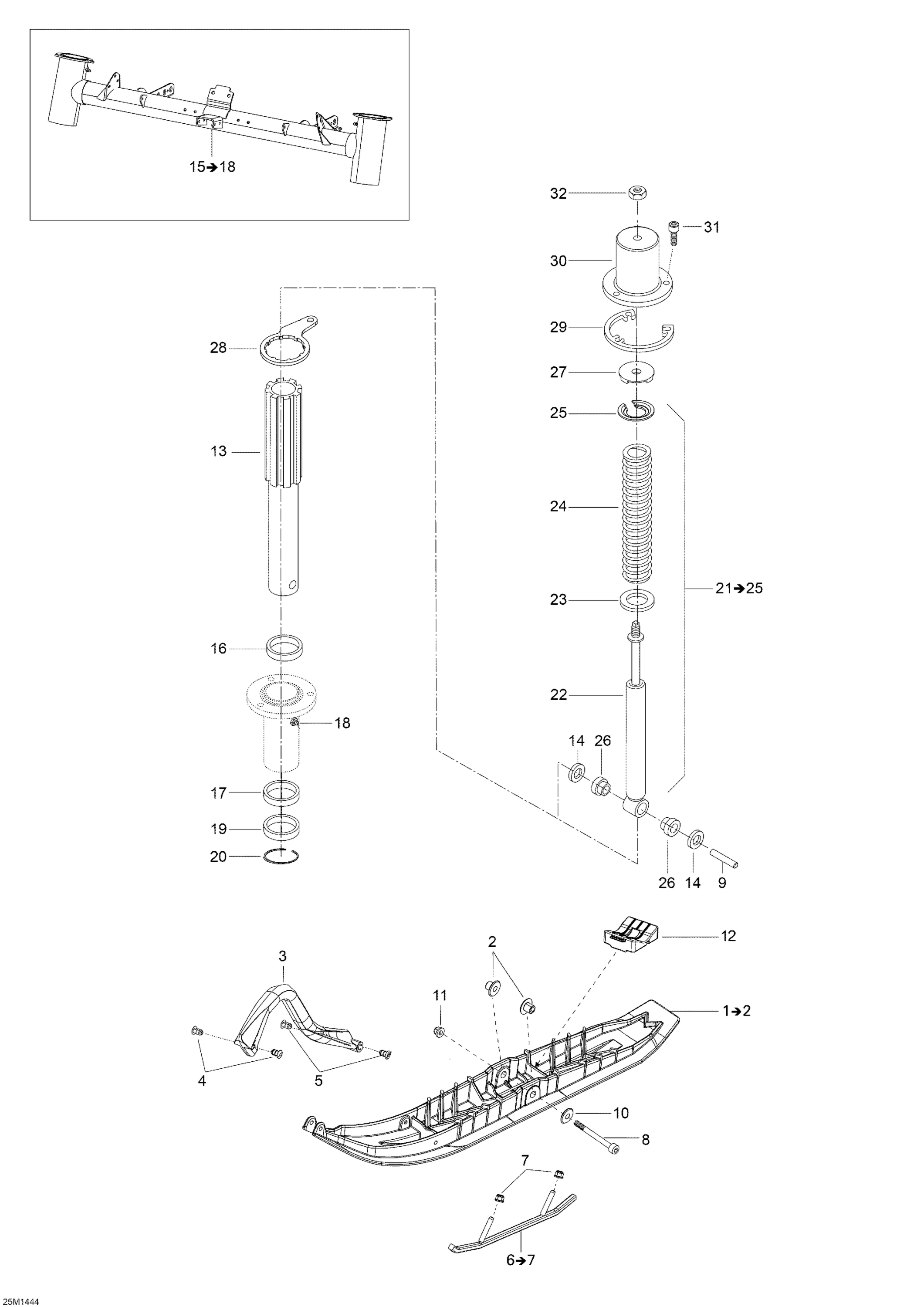 Схема узла: Front Suspension And Ski