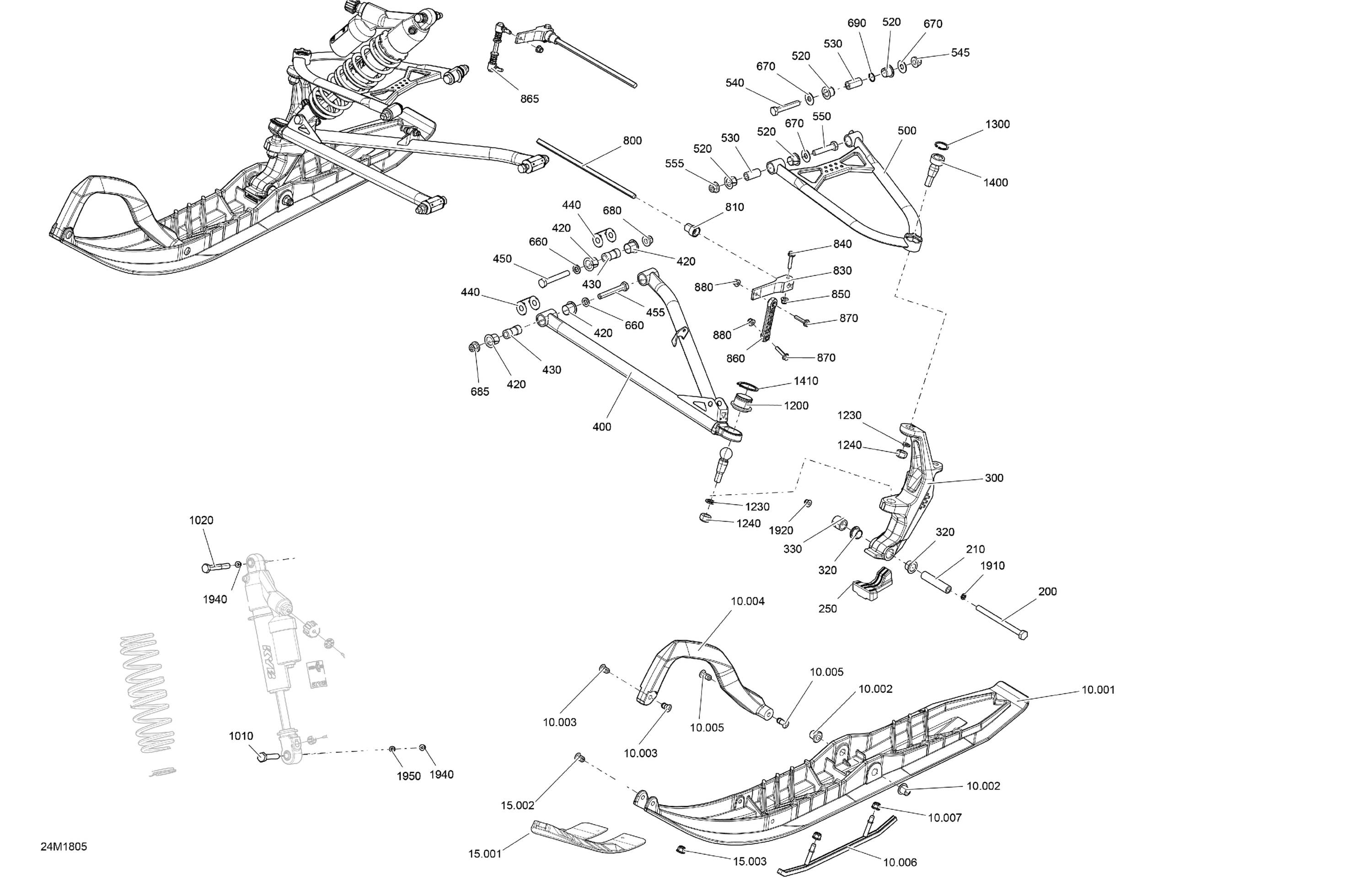 Схема узла: Front Suspension And Ski Summit - 850 E-TEC - Package SP, X