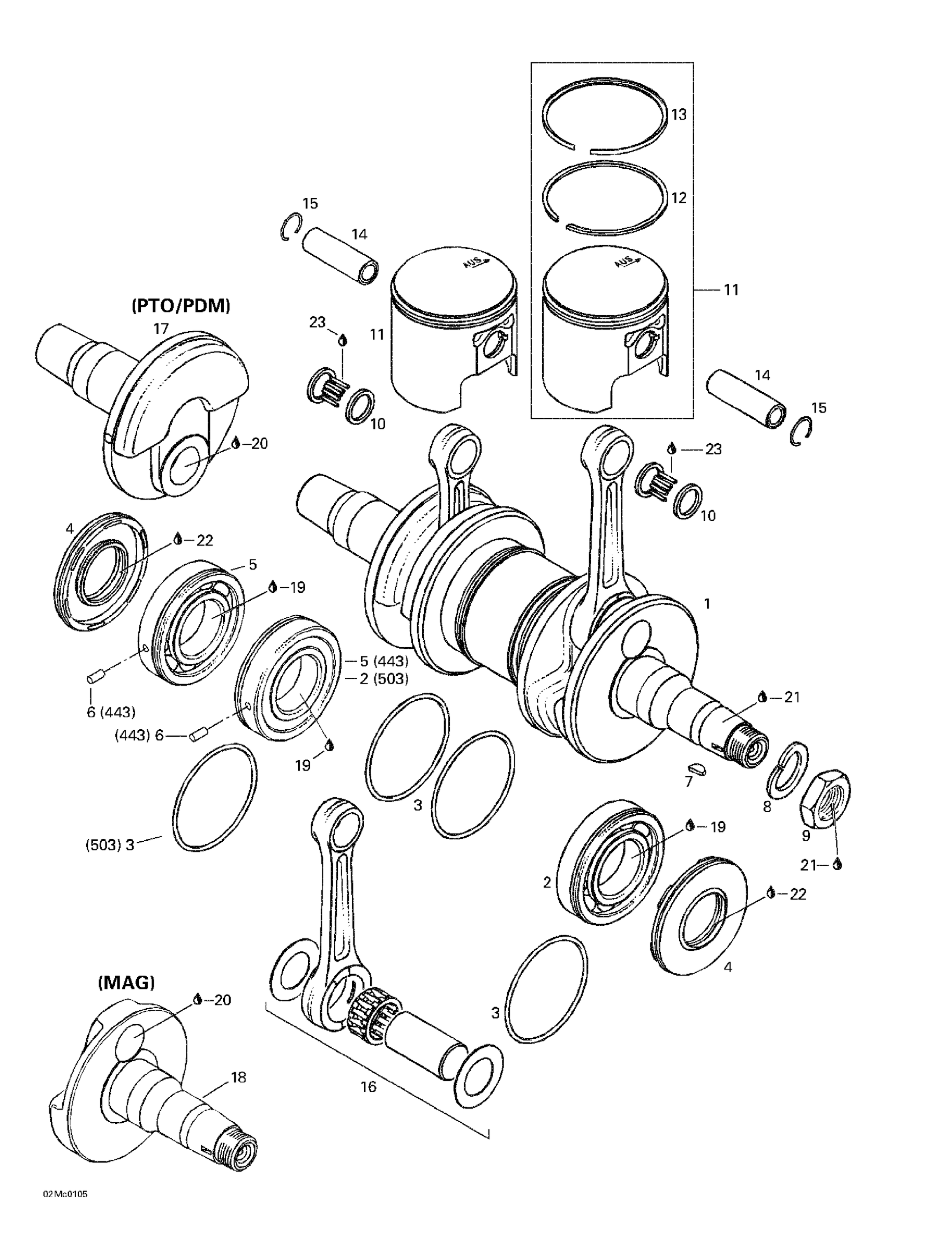 Схема узла: Crankshaft And Pistons