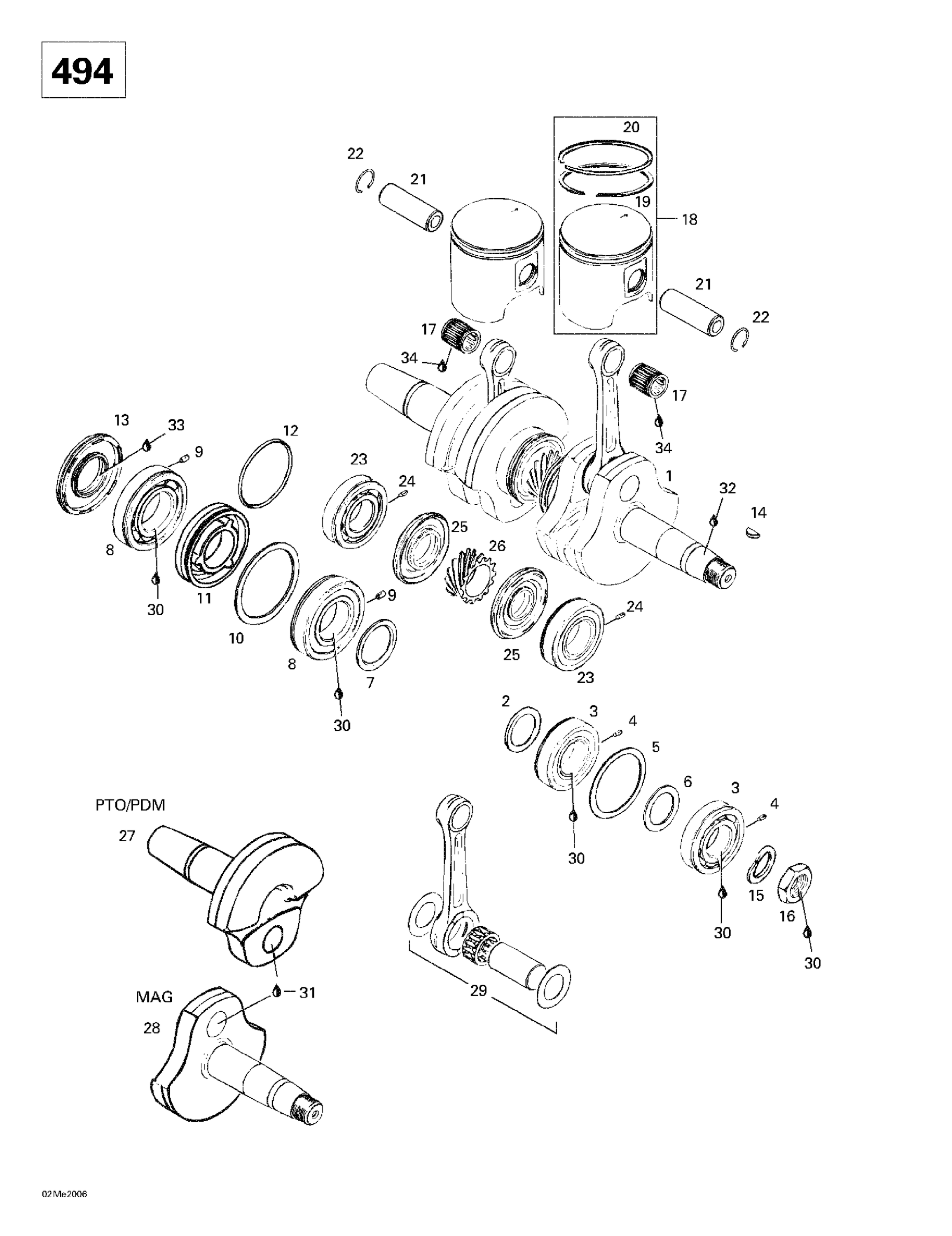 Схема узла: Crankshaft And Pistons