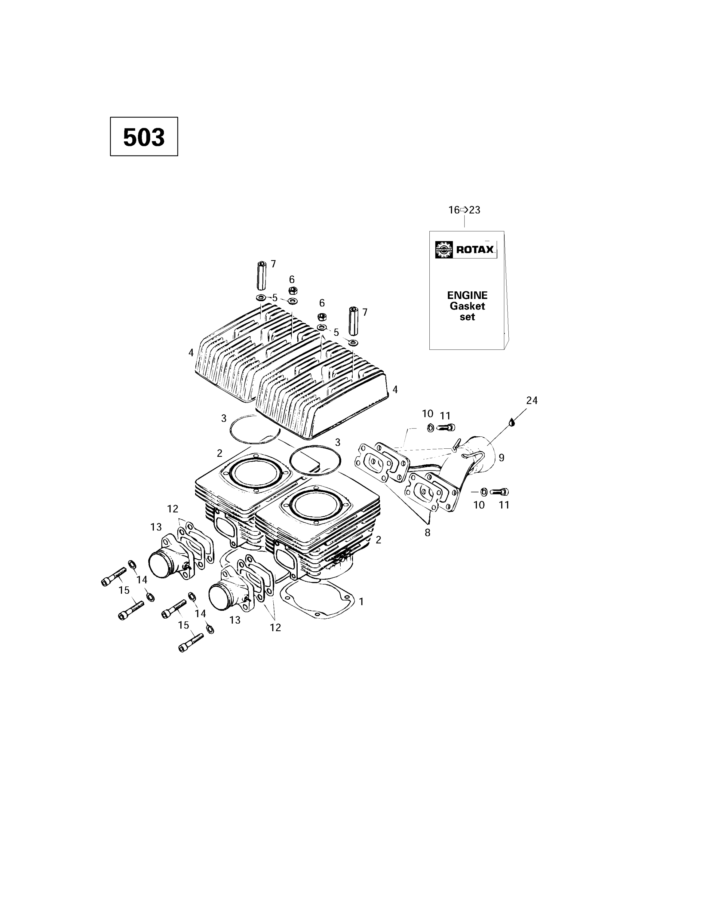 Cylinder, Exhaust Manifold (503)