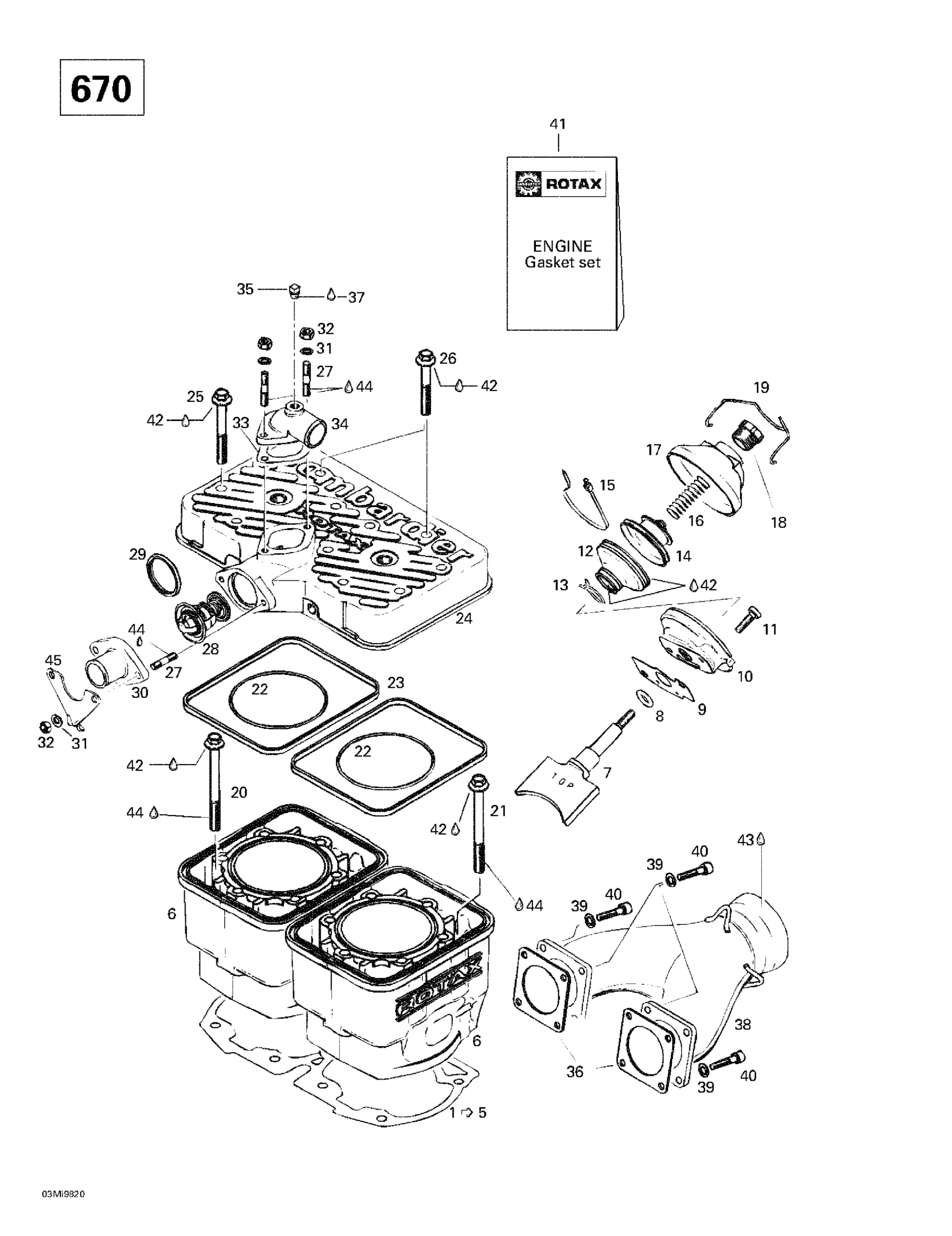Cylinder, Exhaust Manifold (670)