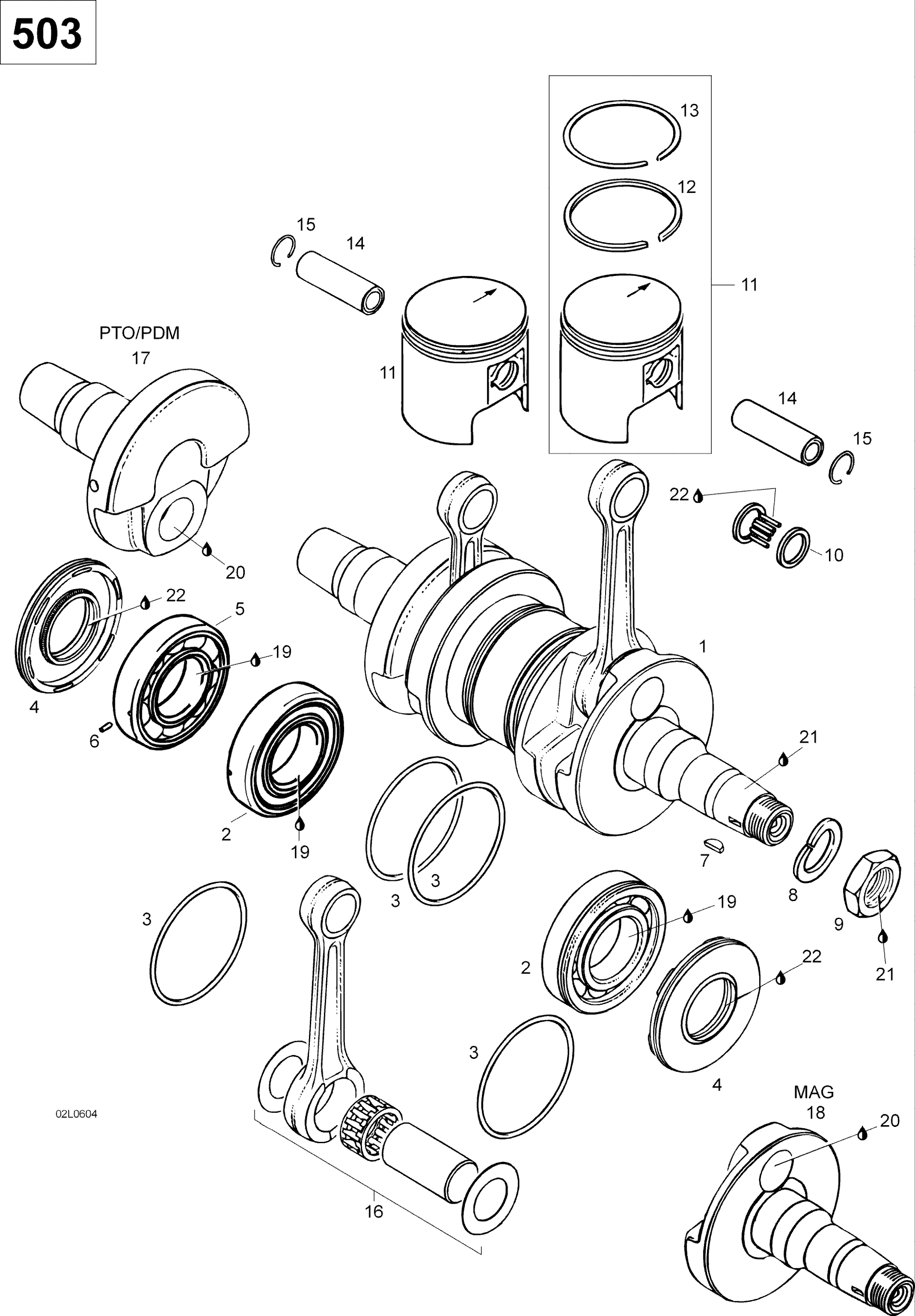 Схема узла: Crankshaft and Pistons