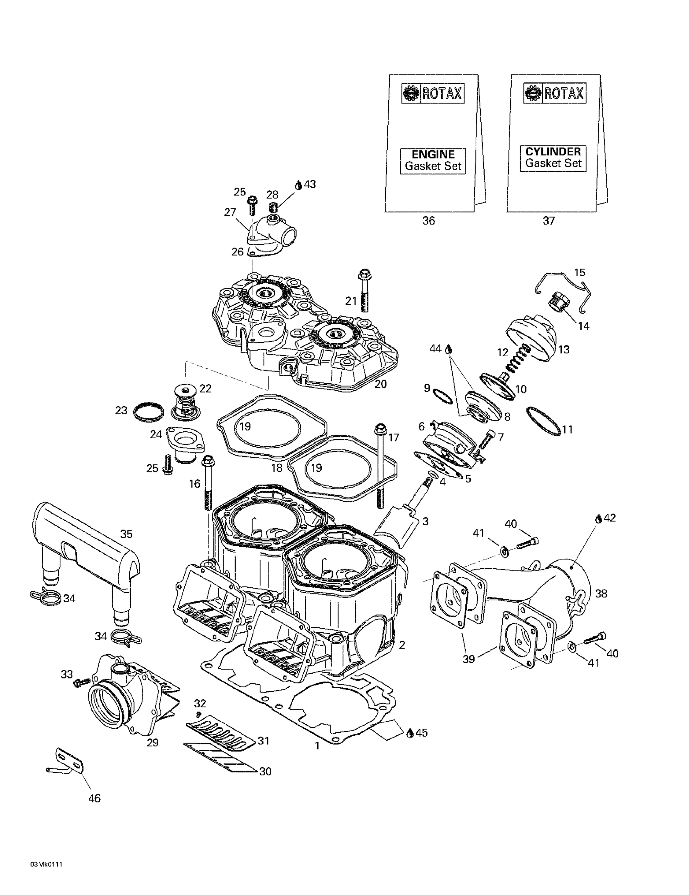 Cylinder, Exhaust Manifold, Reed Valve