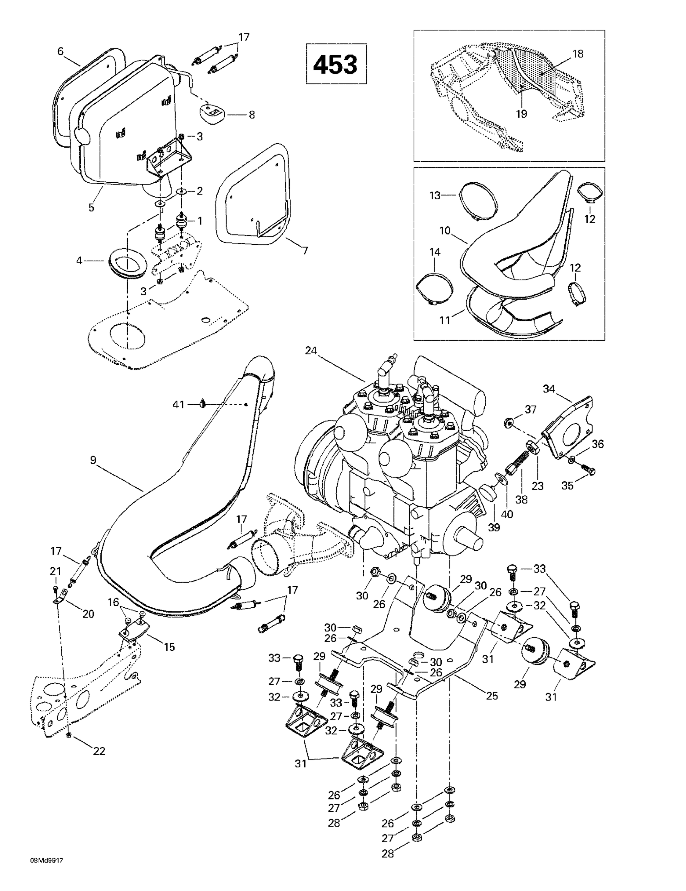 Схема узла: Engine Support And Muffler (453)