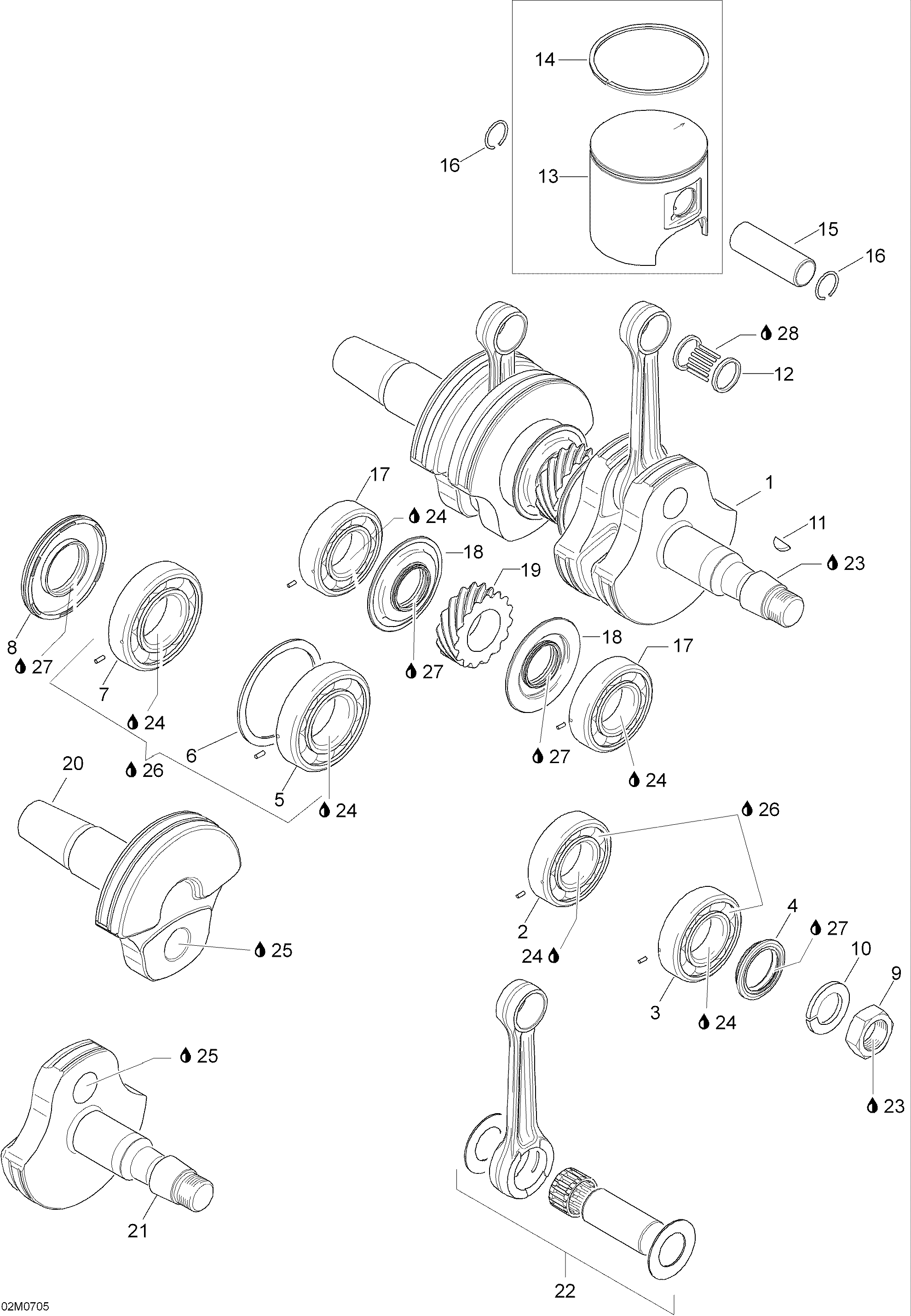 Схема узла: Crankshaft And Pistons