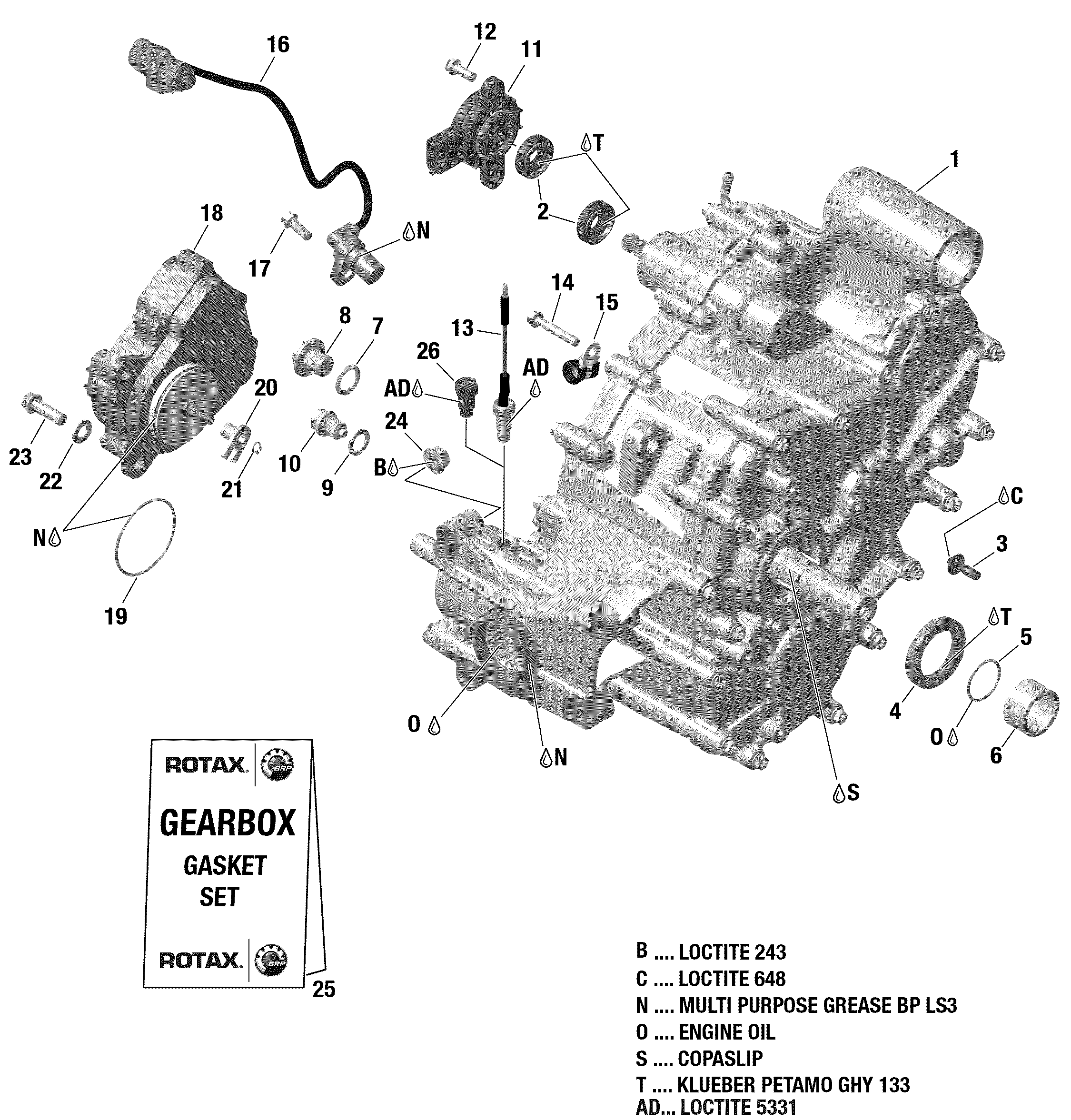 Схема узла: ROTAX - Gear Box And Components 46562