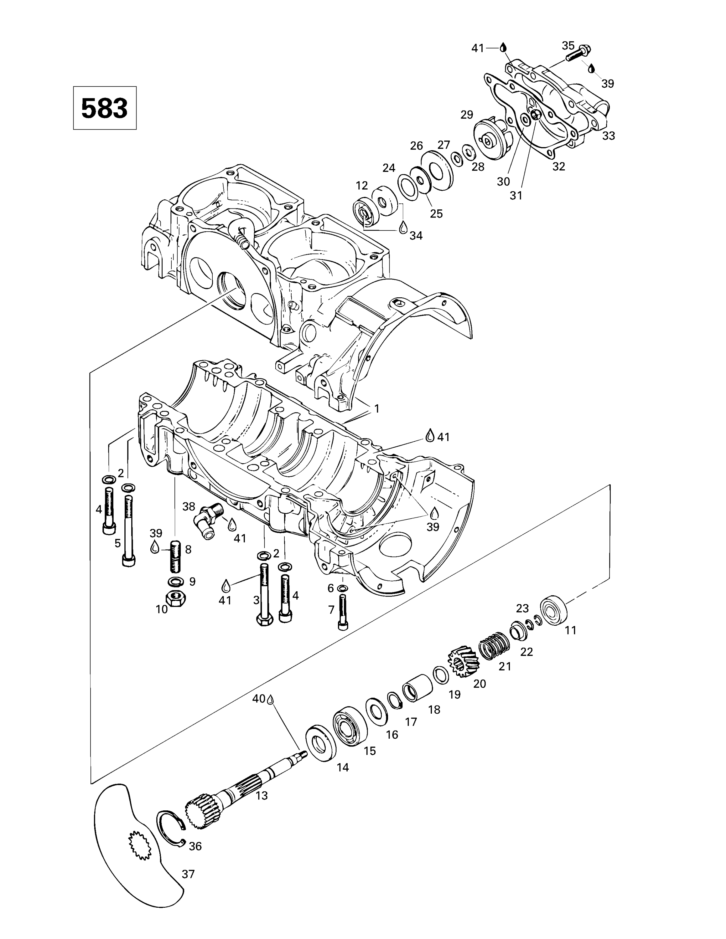 Crankcase, Rotary Valve, Water Pump (583)