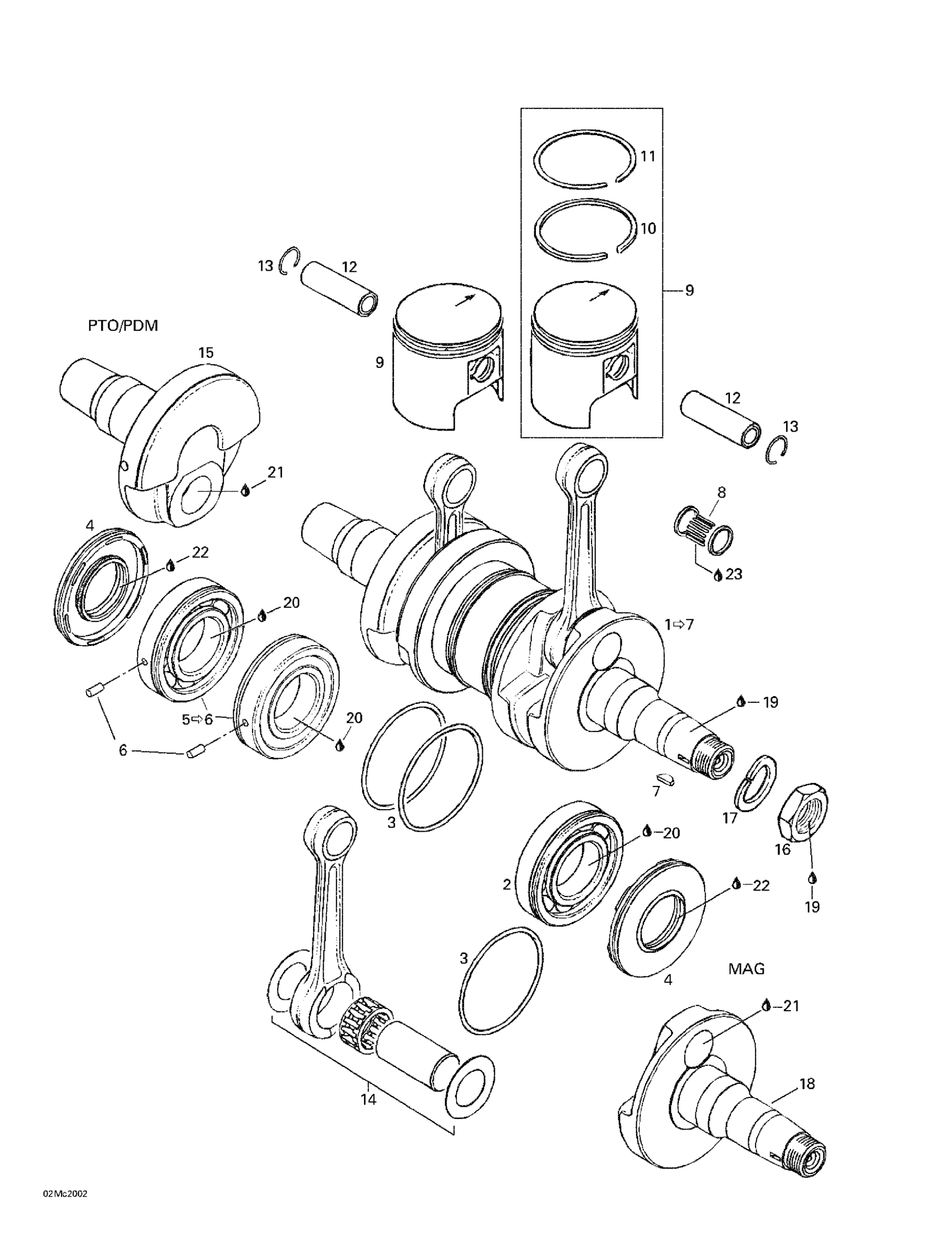 Схема узла: Crankshaft And Pistons