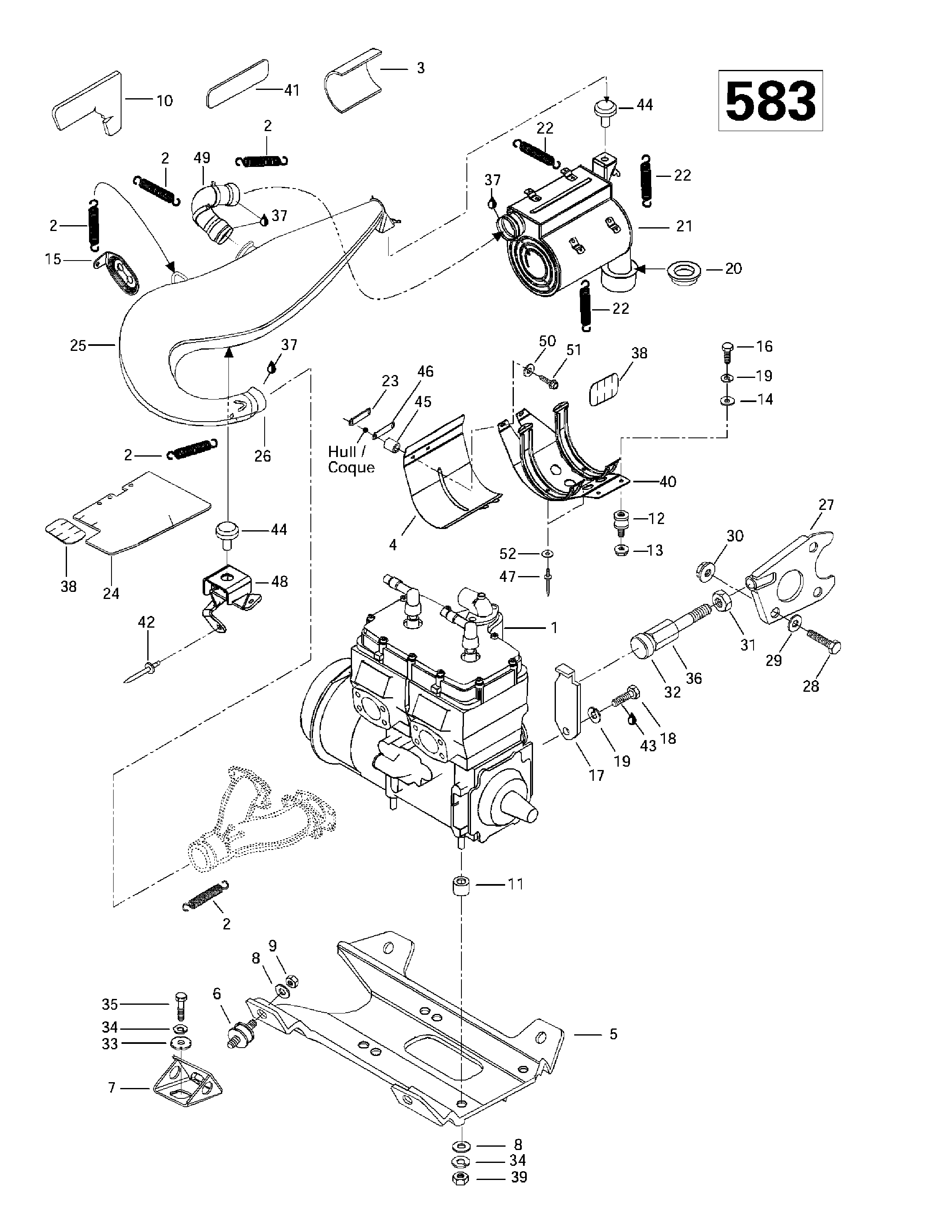 Схема узла: Engine Support And Muffler (583)