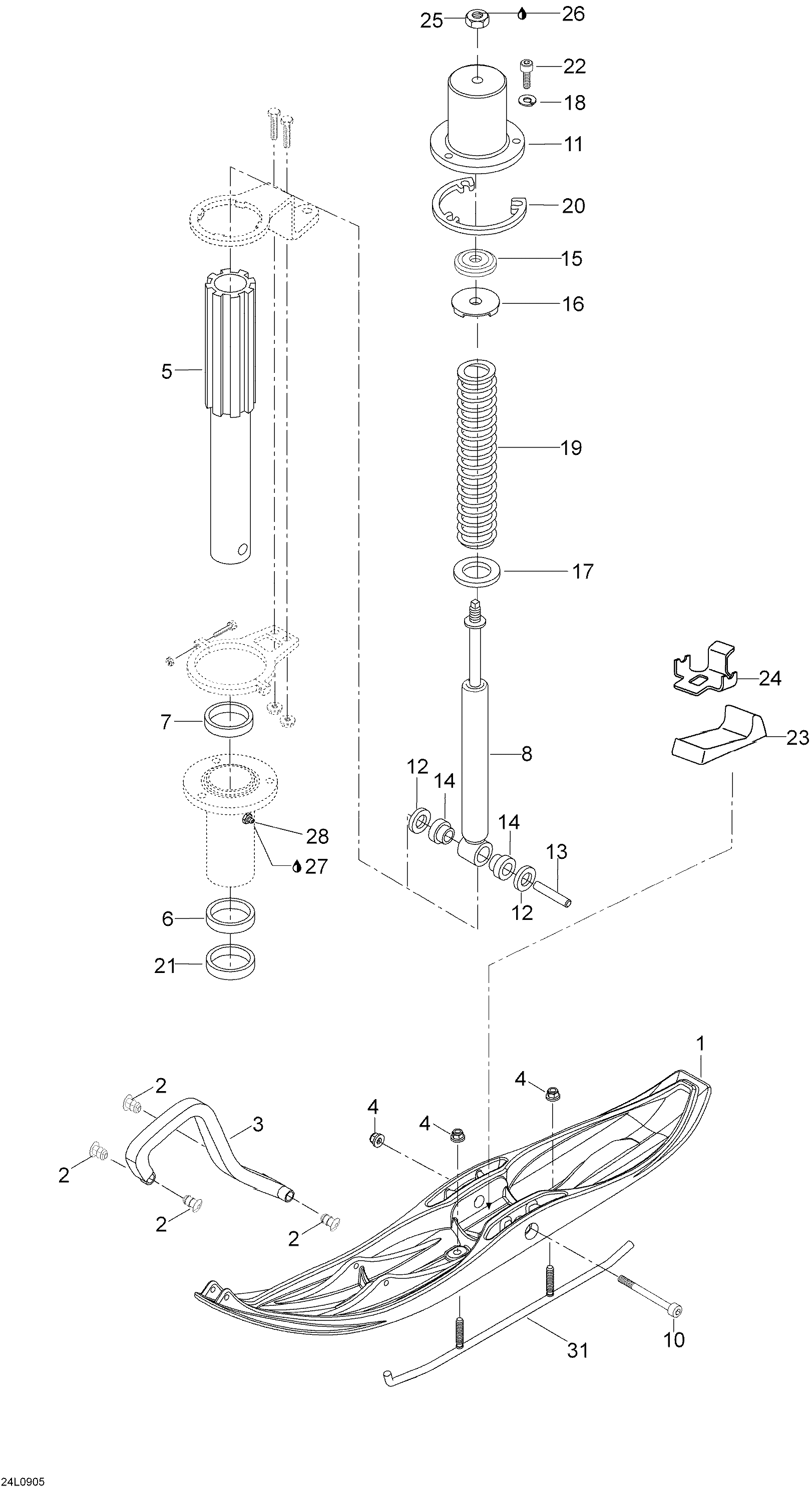Схема узла: Front Suspension And Ski