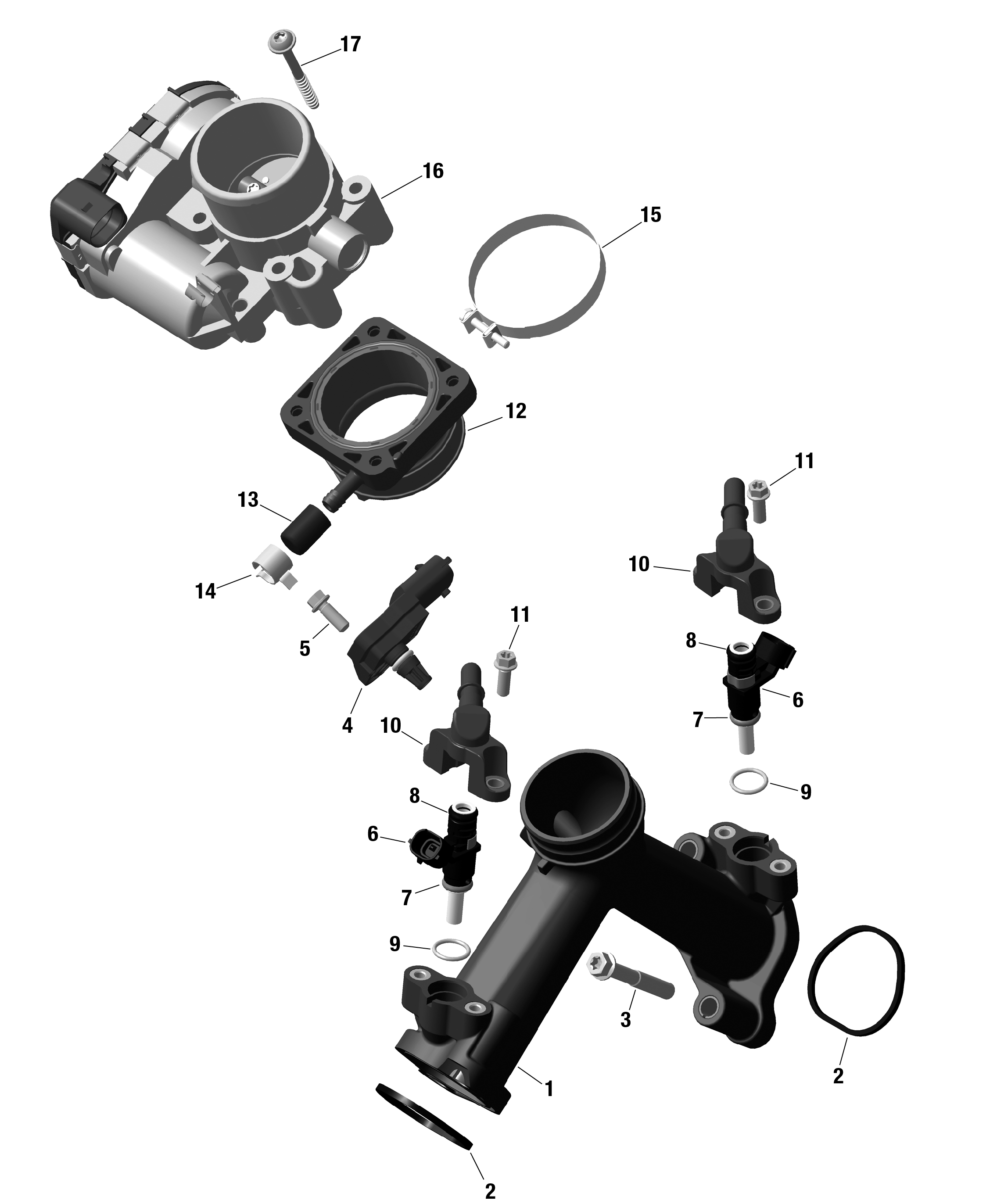 Rotax - Air Intake Manifold and Throttle Body - 850 EFI
