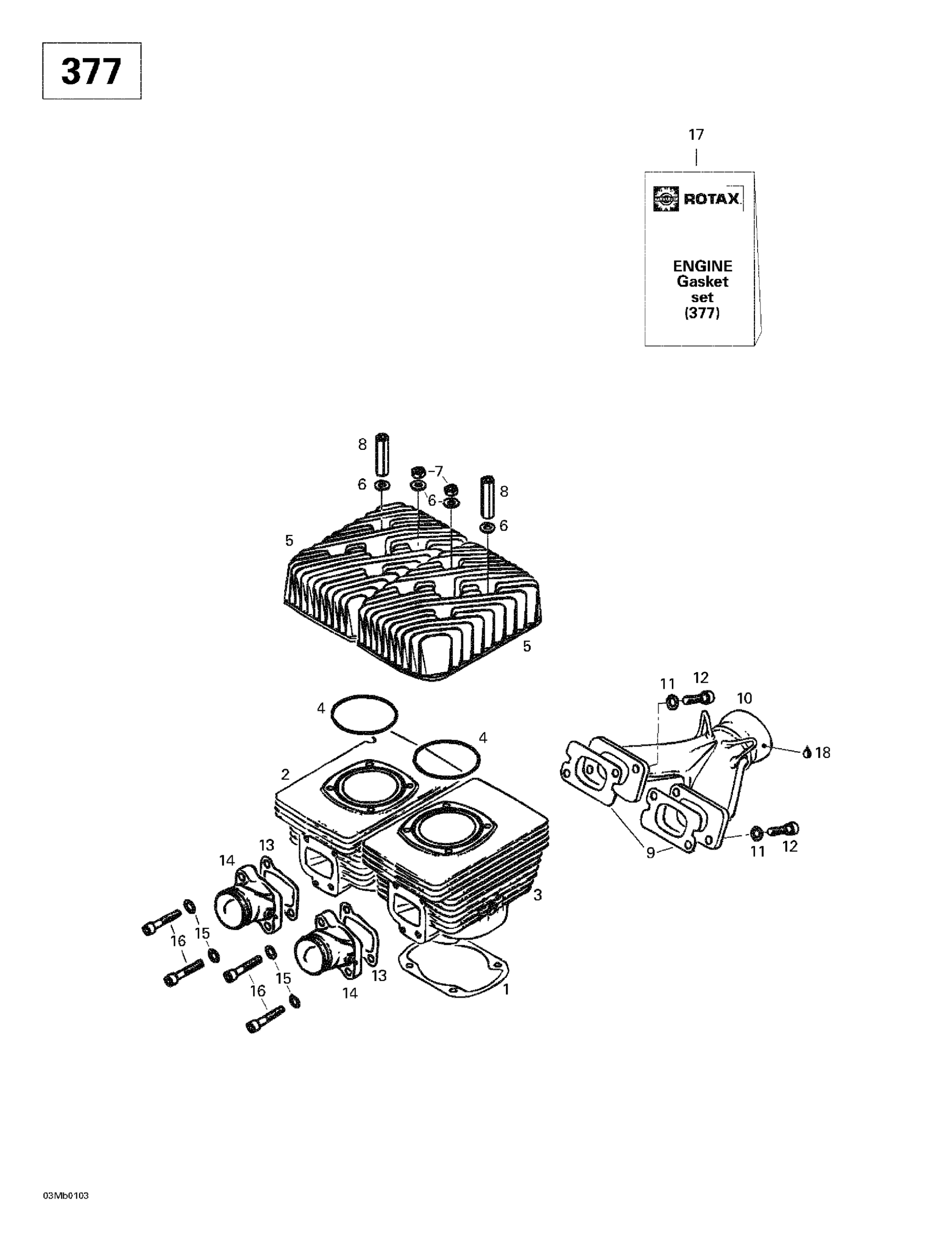 Cylinder, Exhaust Manifold (377)