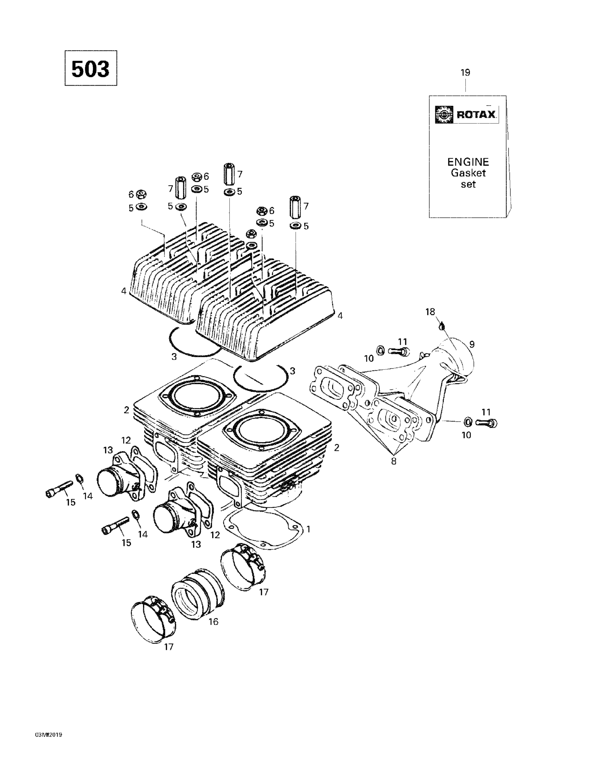 Cylinder, Exhaust Manifold (503)