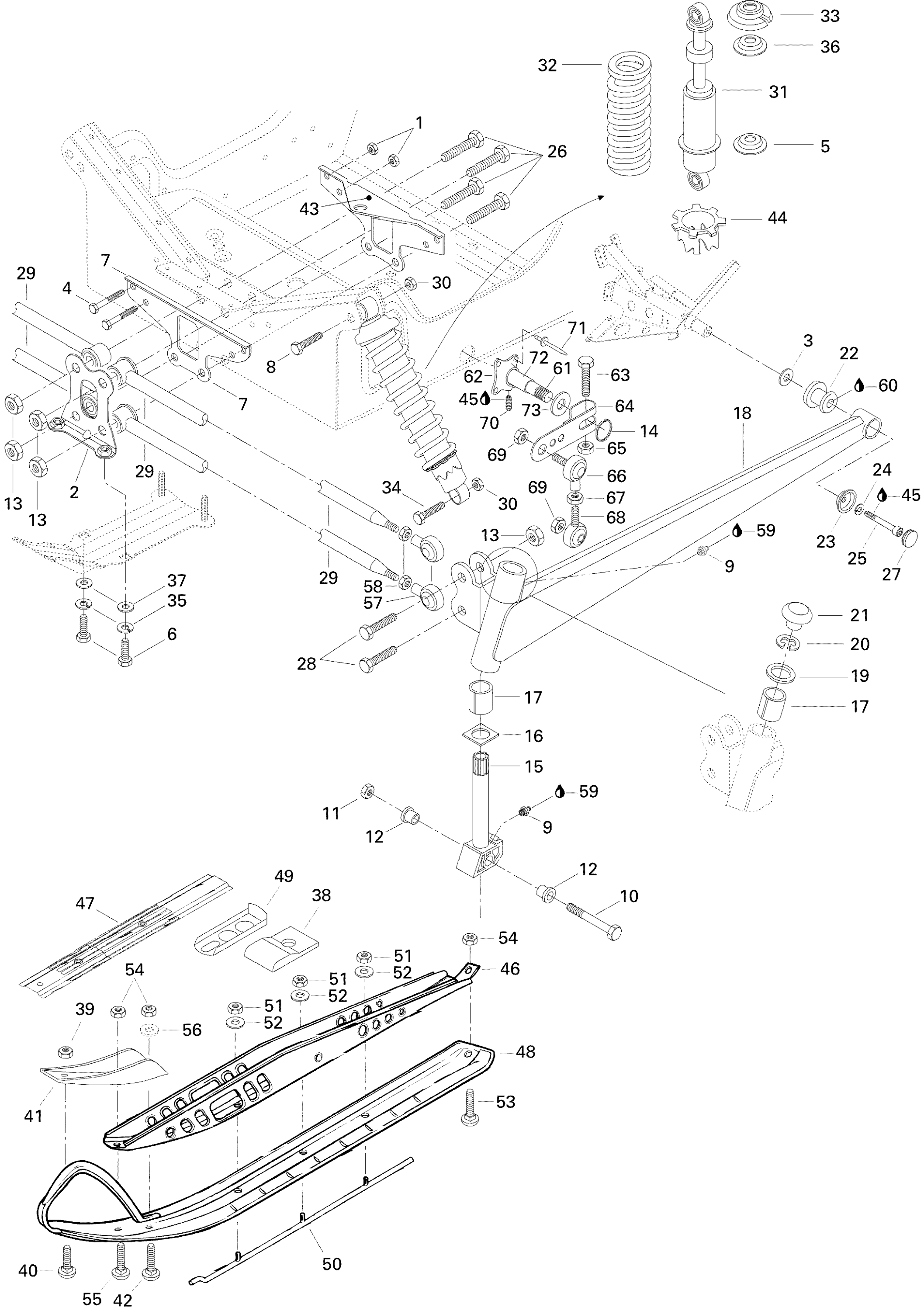 Схема узла: Front Suspension And Ski Mach Z LT