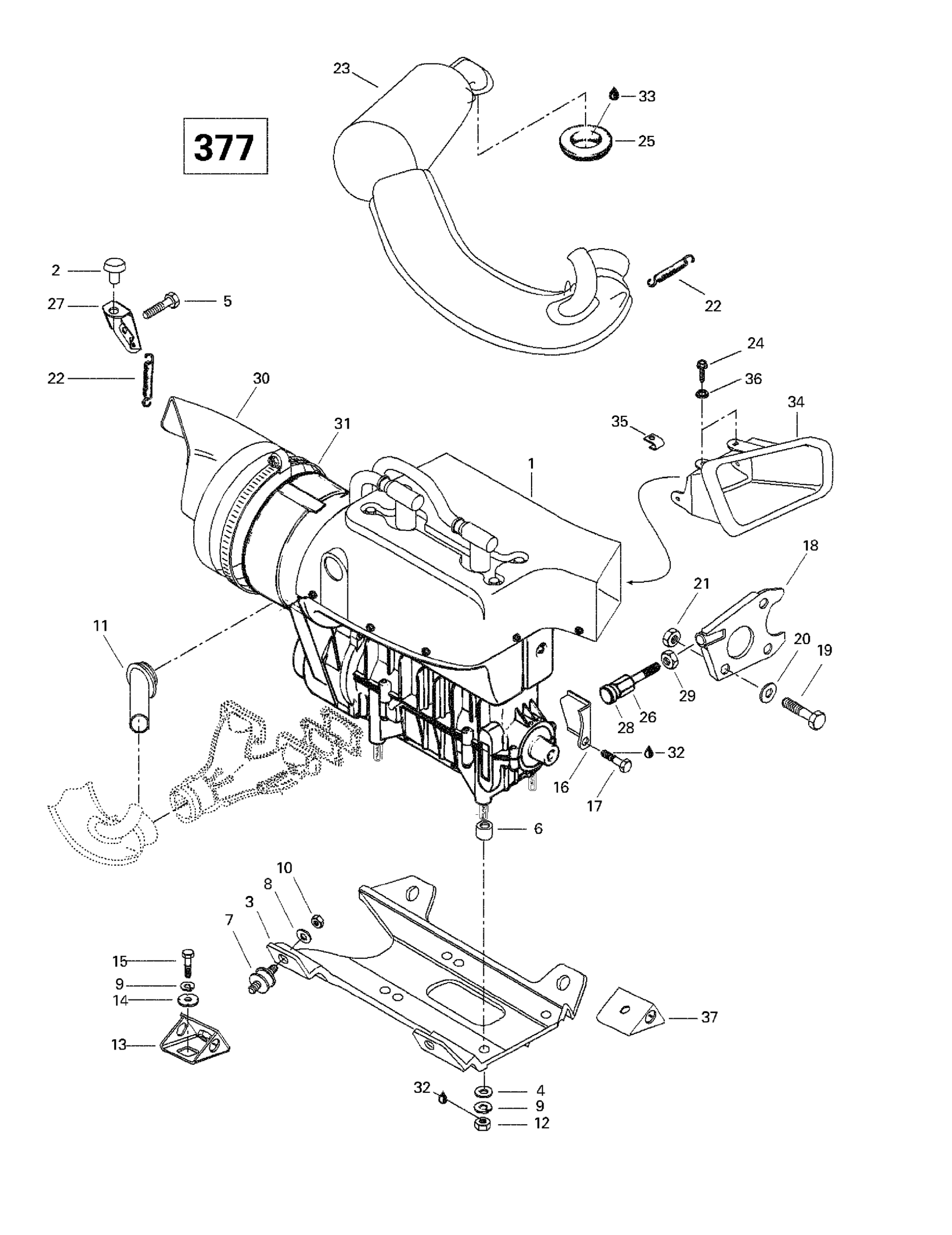 Engine Support And Muffler (377)