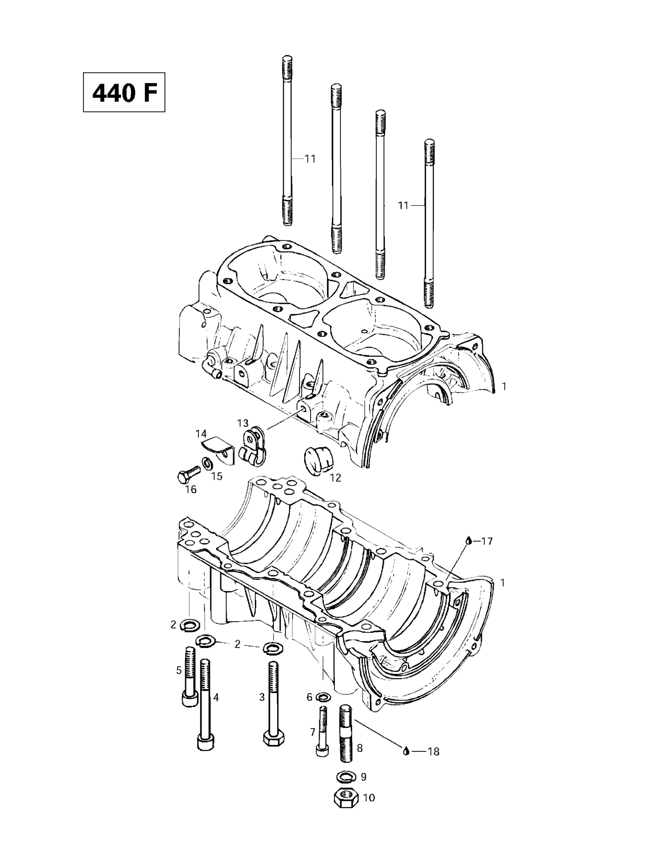 Схема узла: Crankcase (440F)