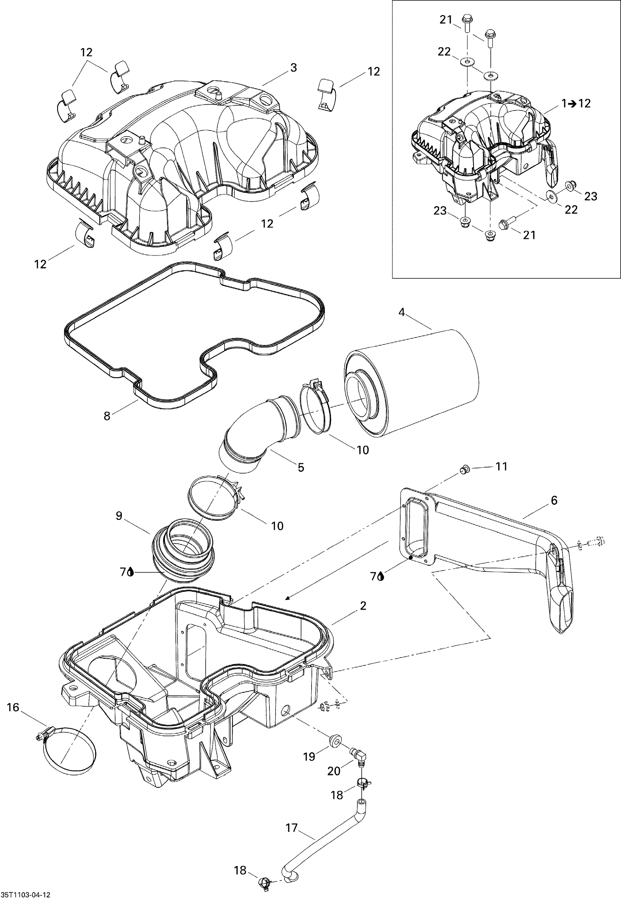 Air Intake Silencer , 500 EFI