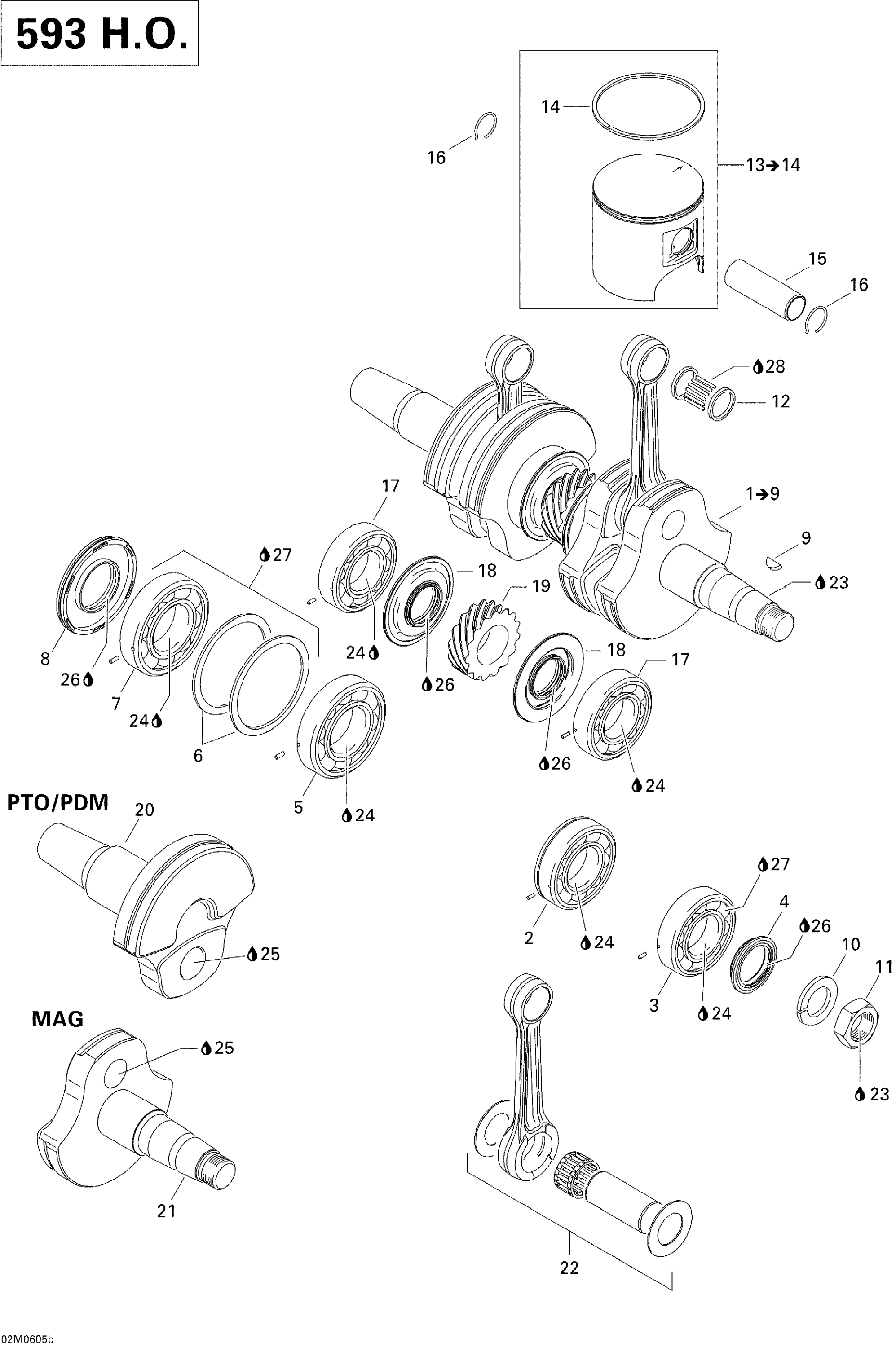 Схема узла: Crankshaft And Pistons 593HO