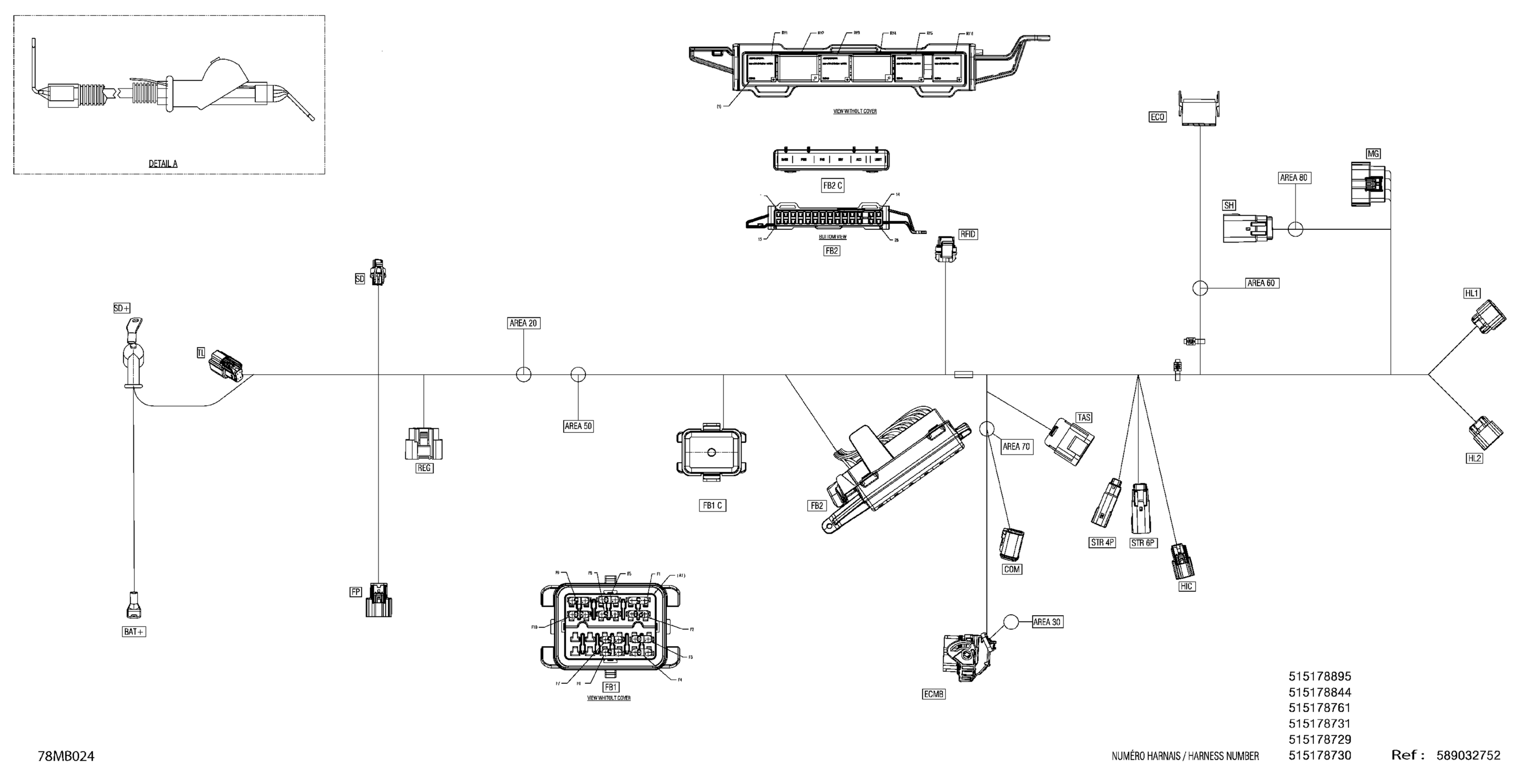 Схема узла: Electric - Main Harness - 515178729 - Multigauge VIP Medium