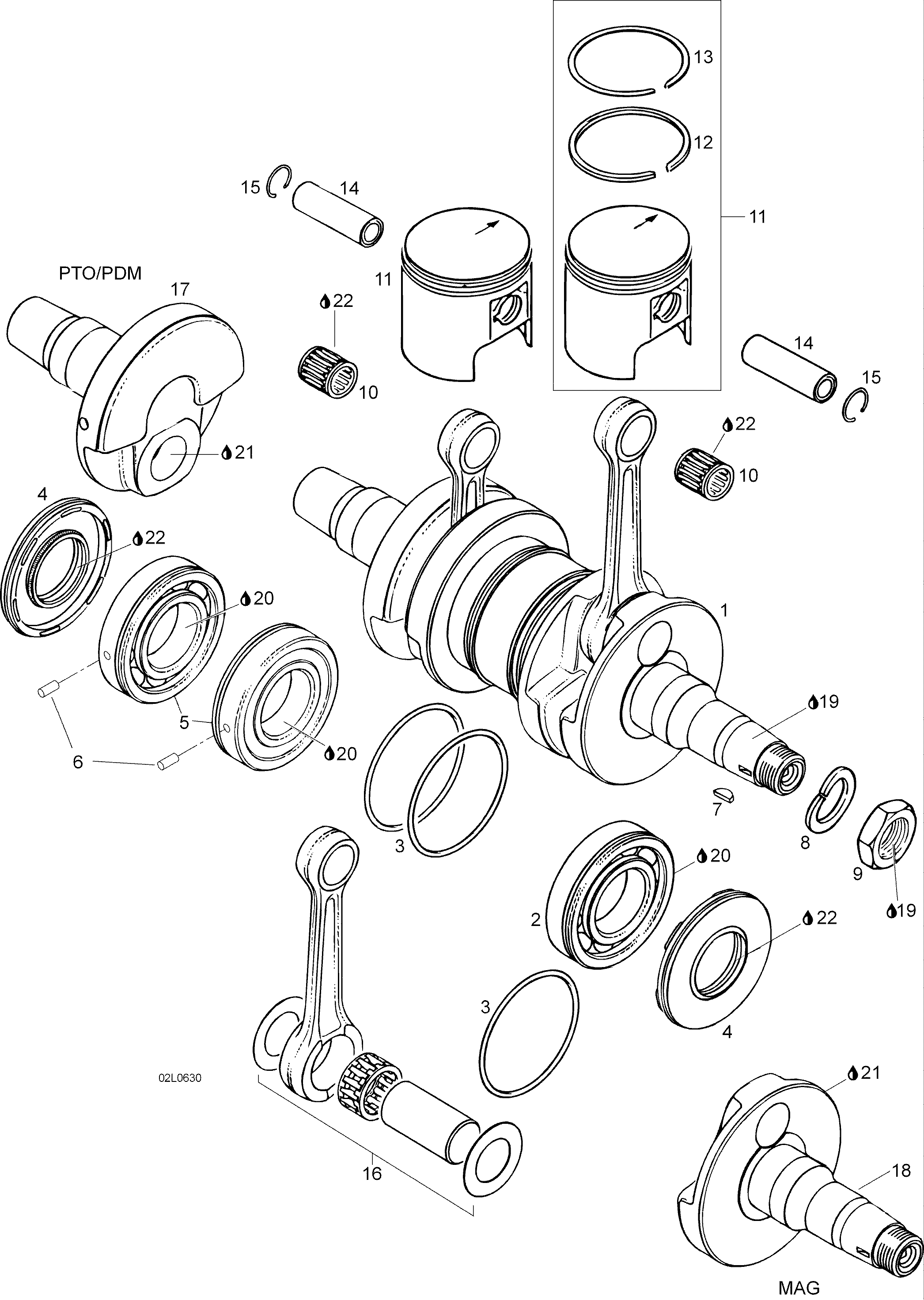 Схема узла: Crankshaft And Pistons
