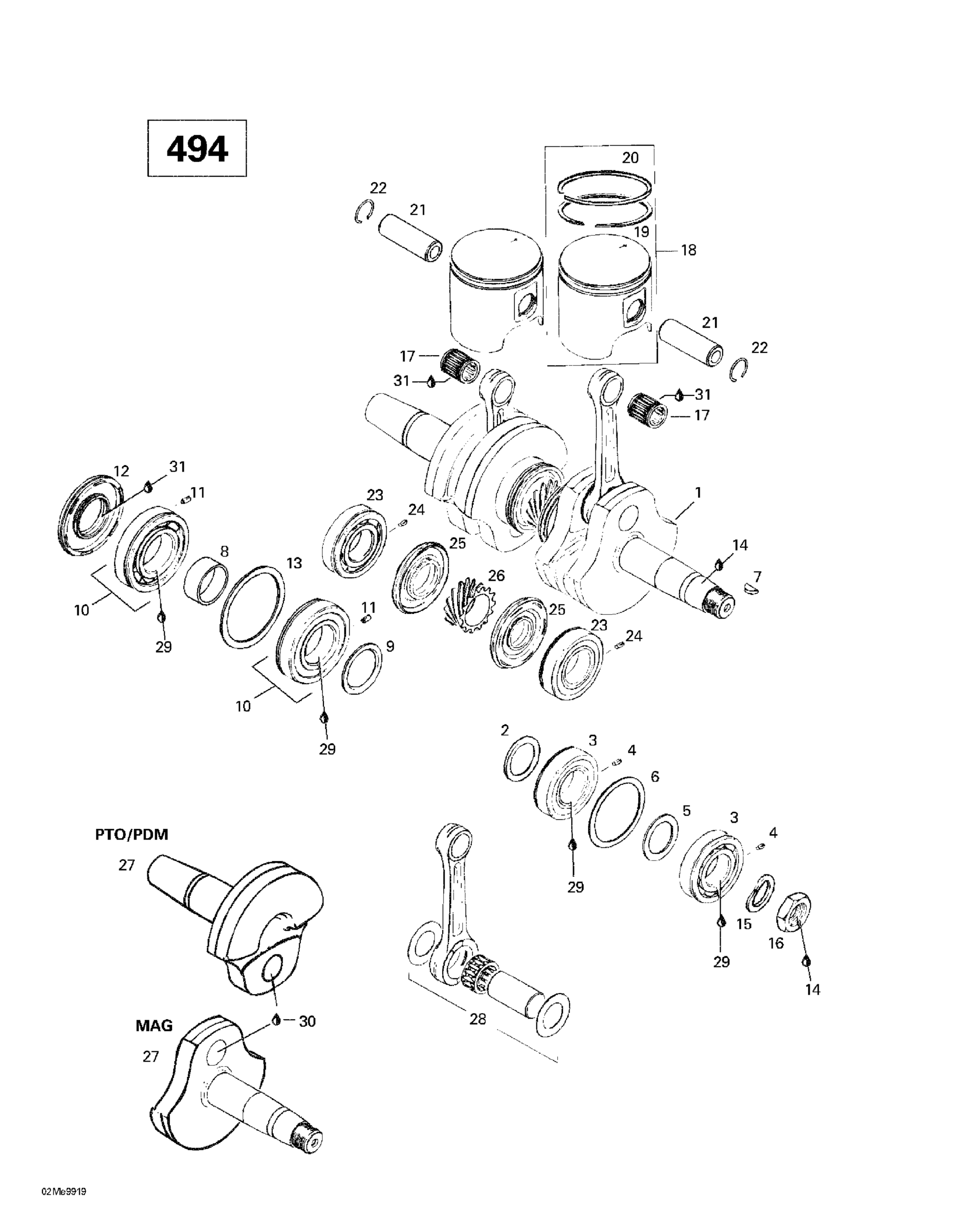 Схема узла: Crankshaft And Pistons (494)