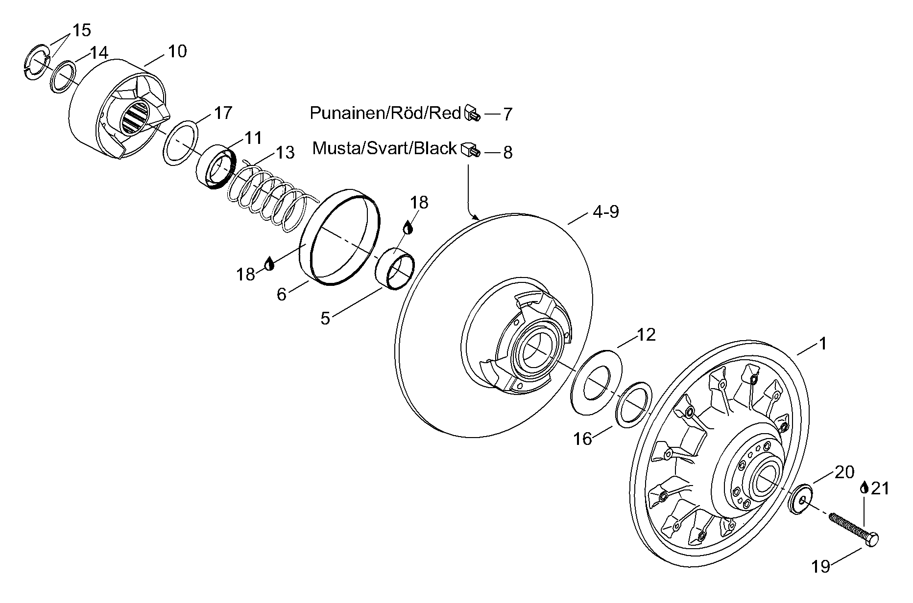 Схема узла: Driven Pulley