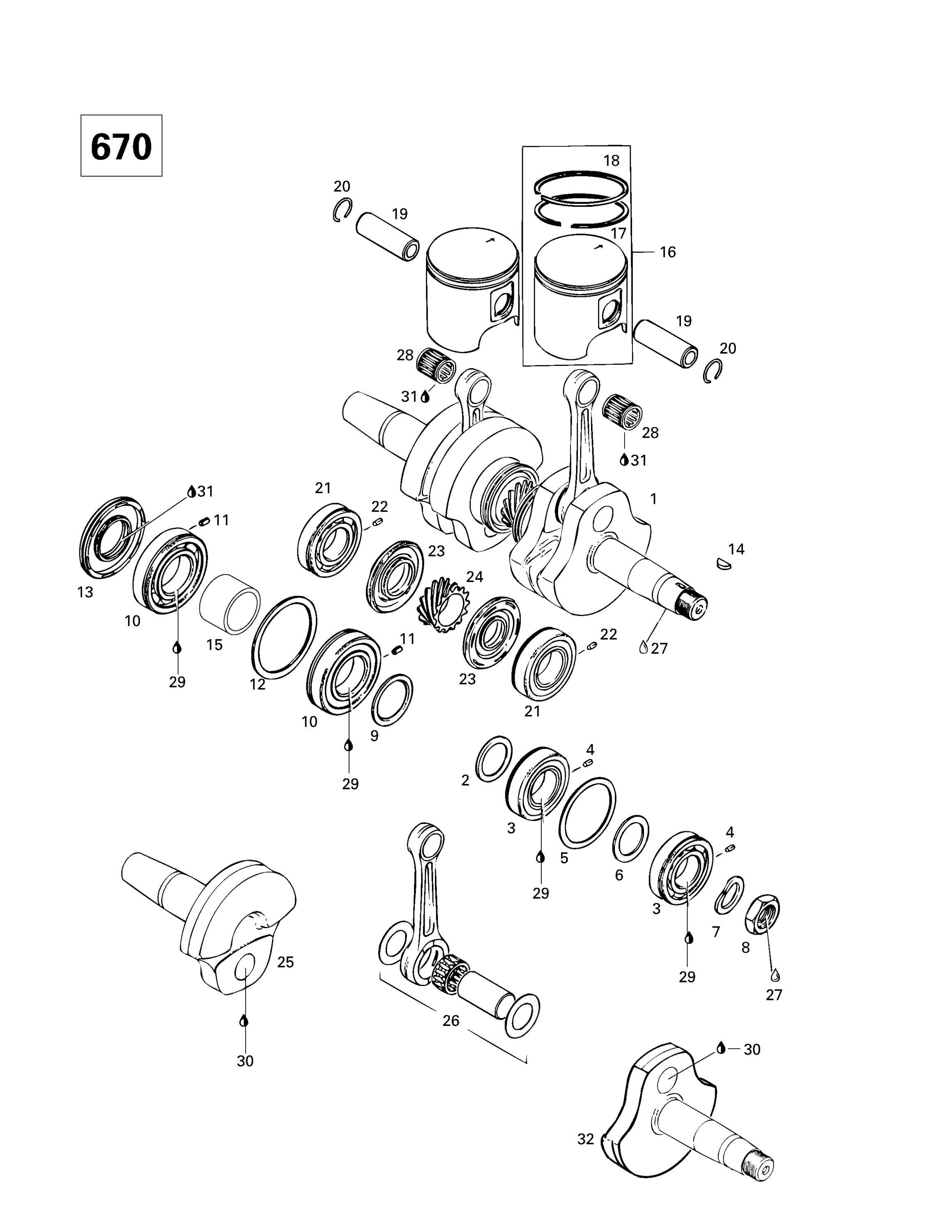 Crankshaft And Pistons (670)