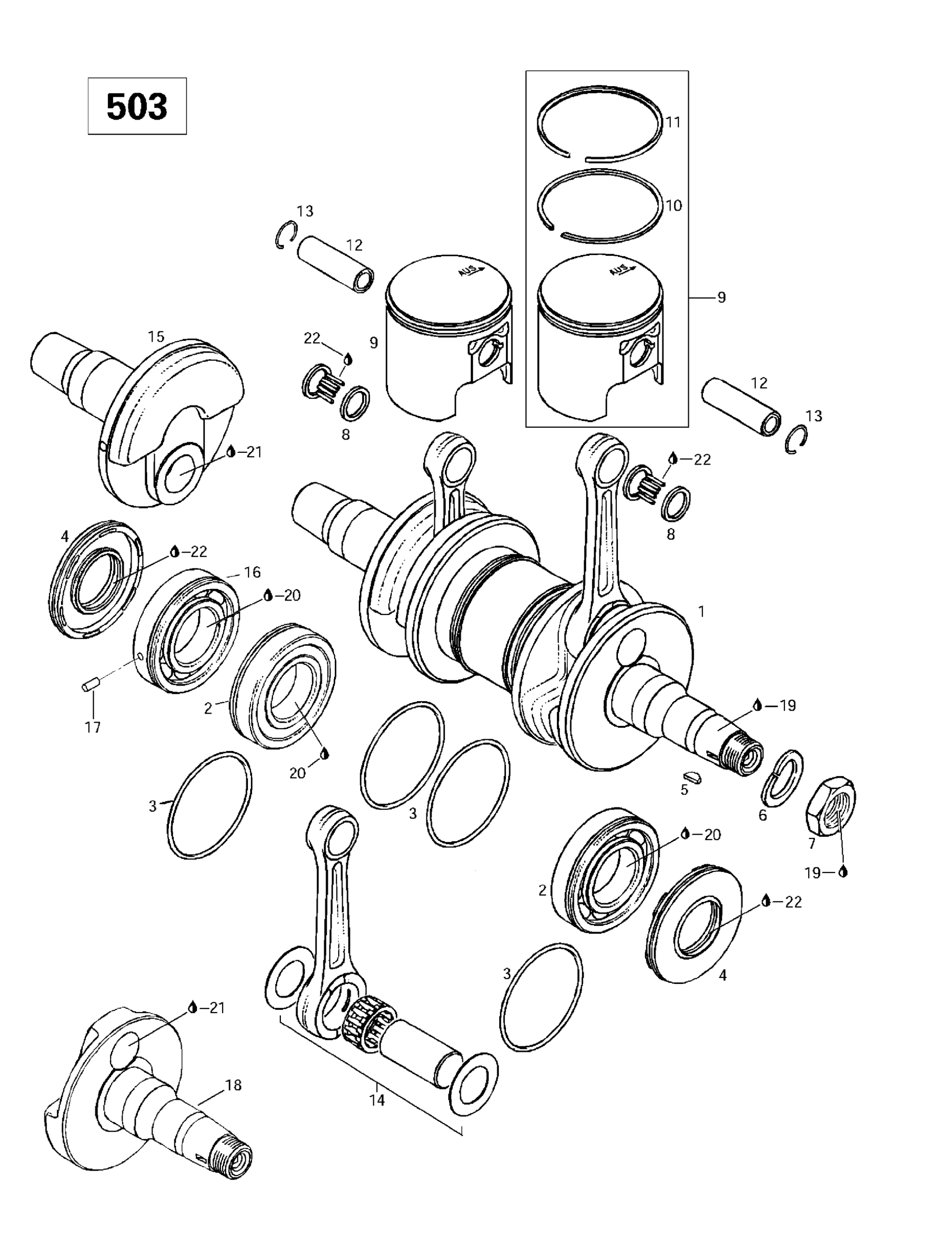 Схема узла: Crankshaft And Pistons (503)