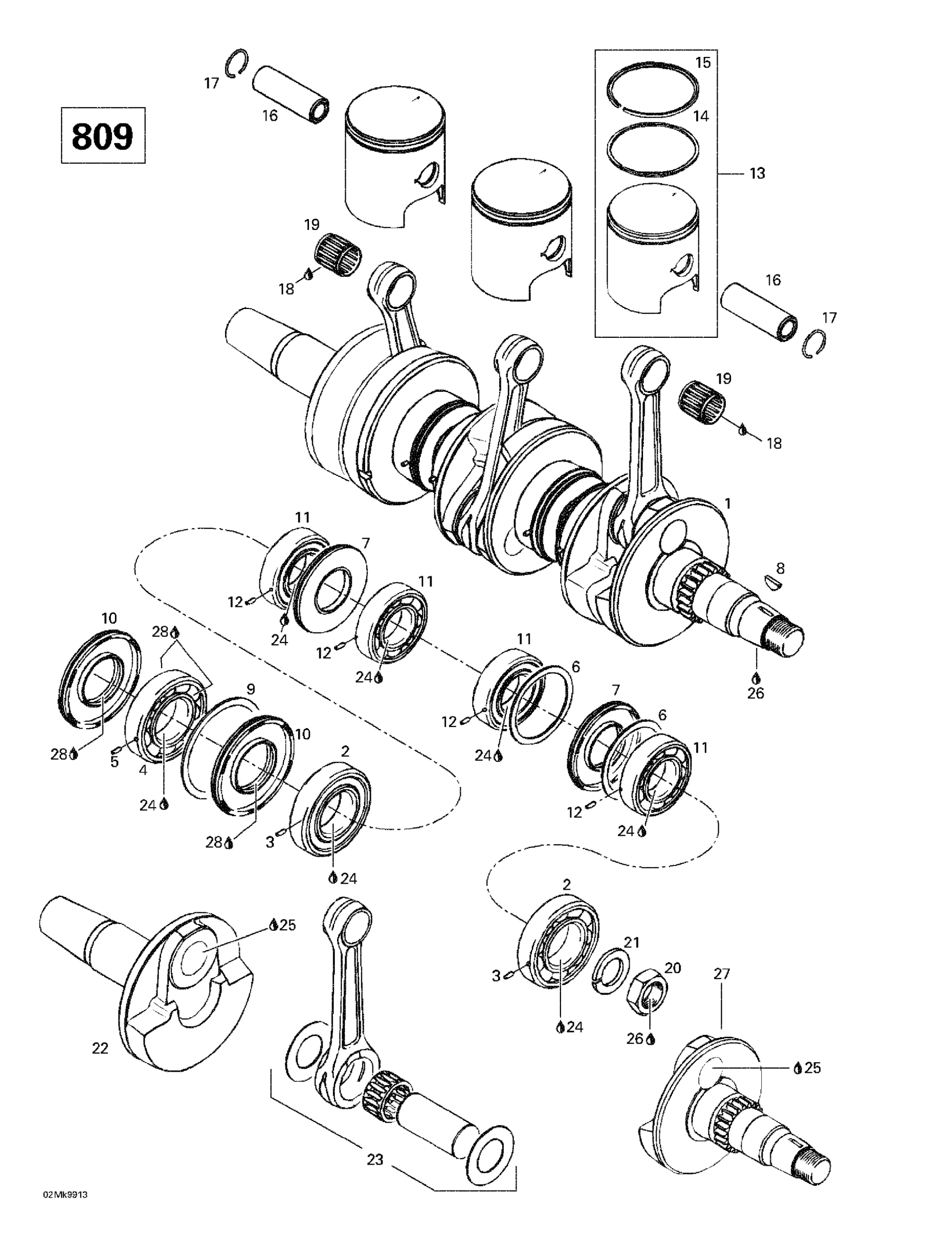 Crankshaft And Pistons (809)