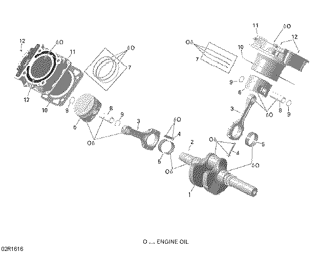 Crankshaft and Pistons - 650 EFI