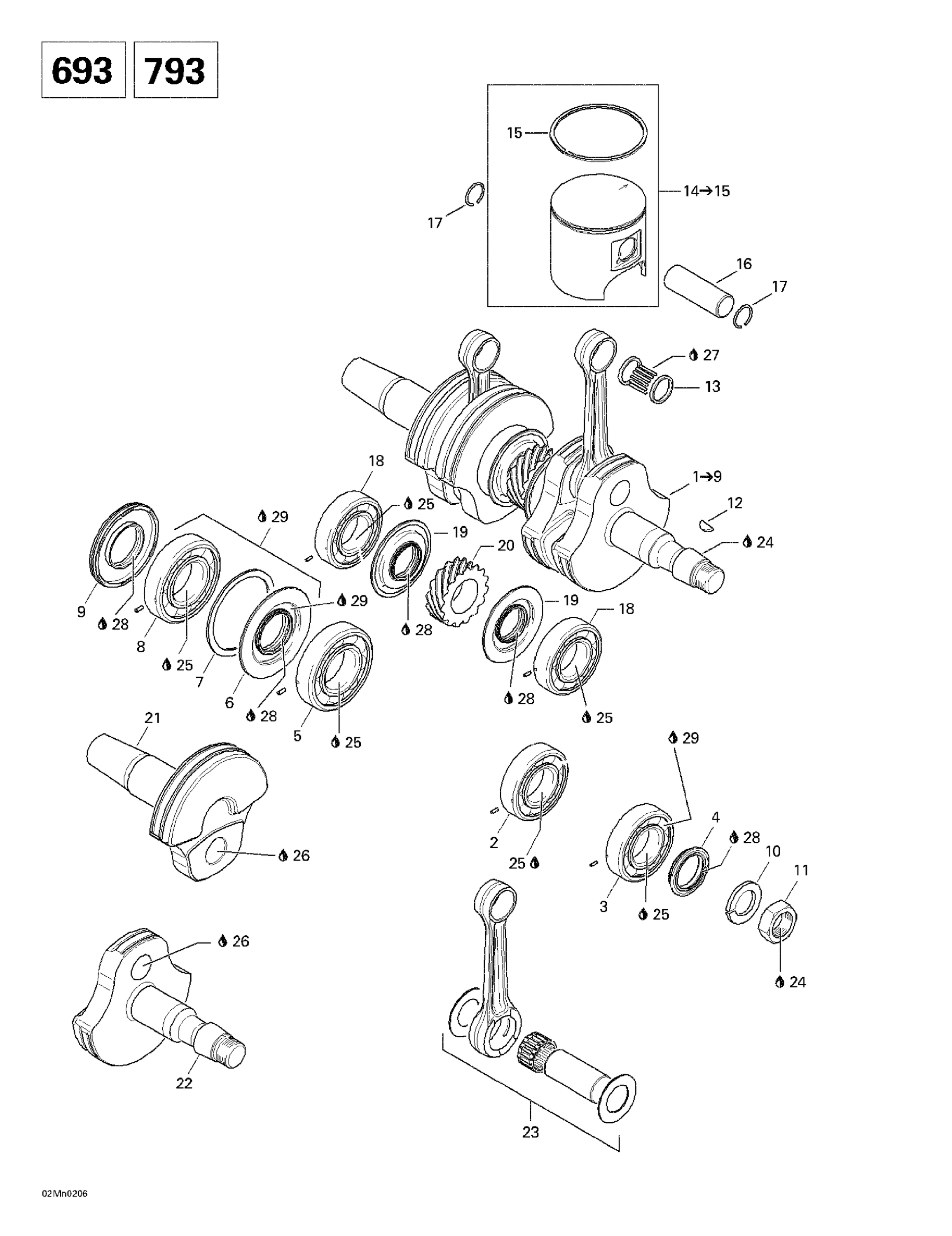 Схема узла: Crankshaft And Pistons (693, 793)