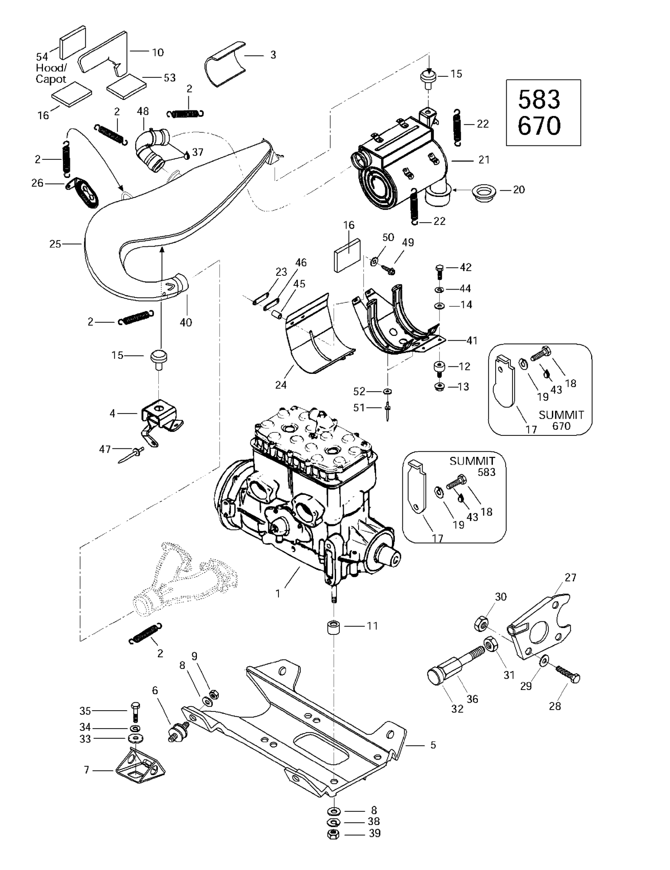 Схема узла: Engine Support And Muffler (583, 670)