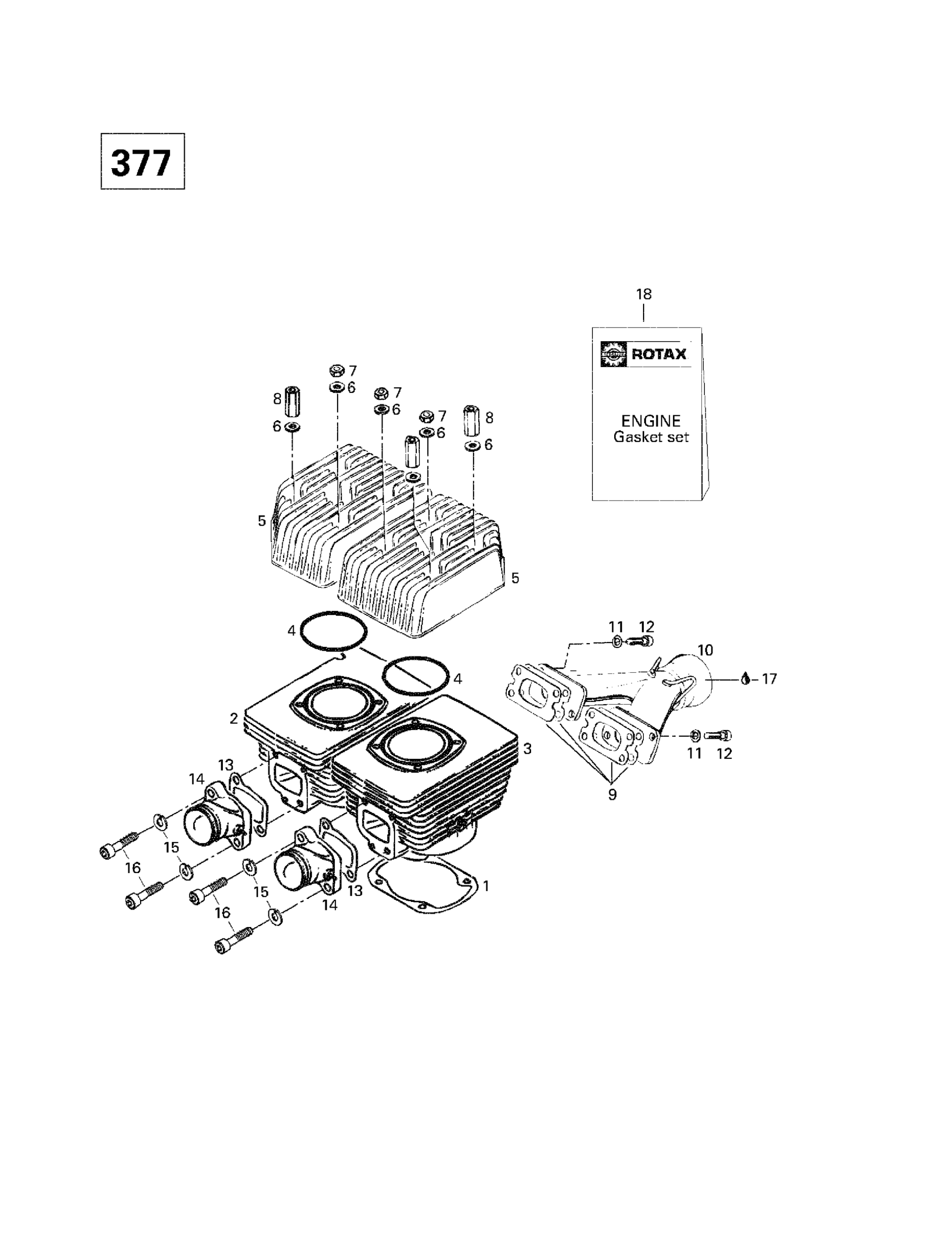 Cylinder, Intake Exhaust Manifold (377)
